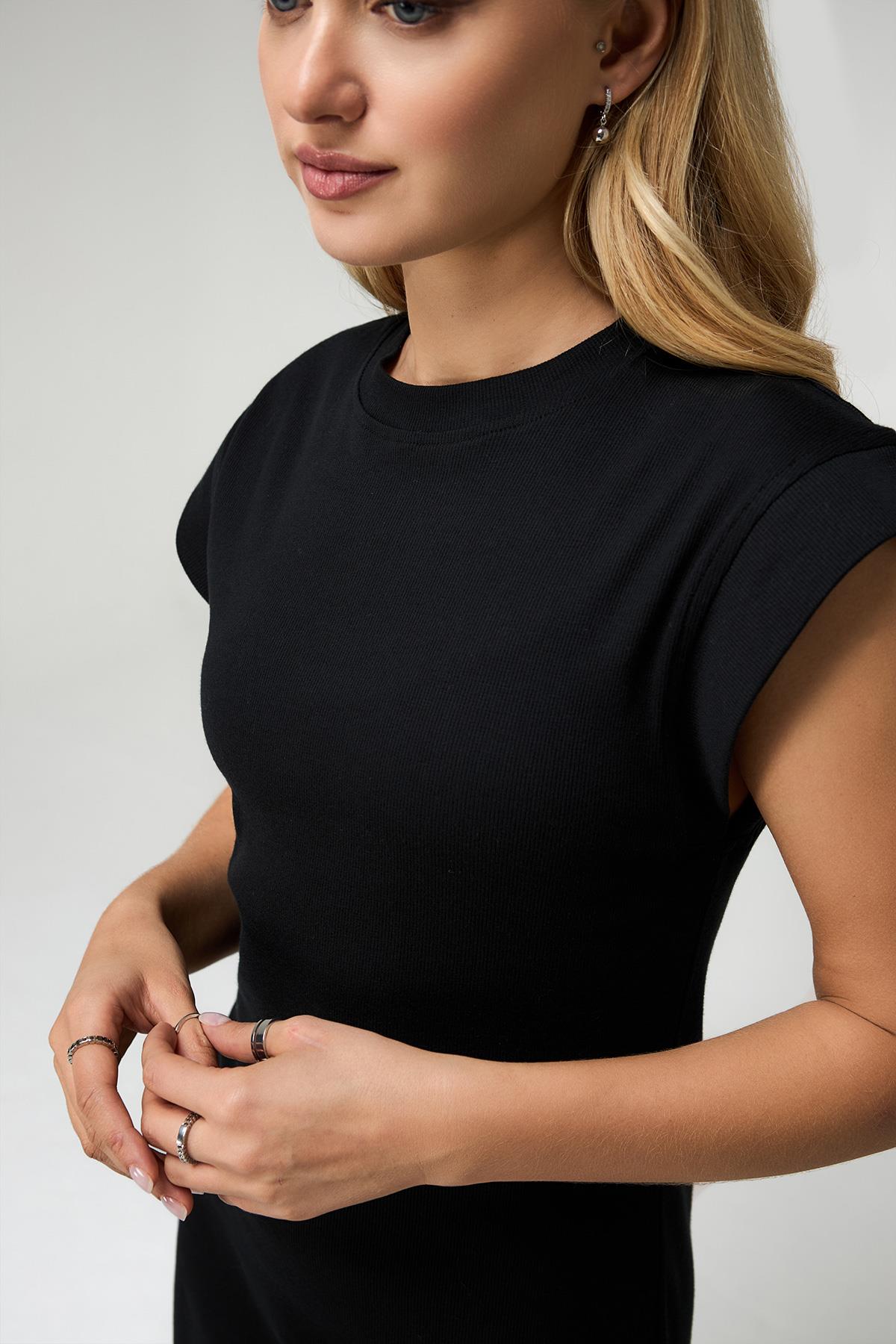 Kadın Yarasa Kol Uzun Elbise Siyah