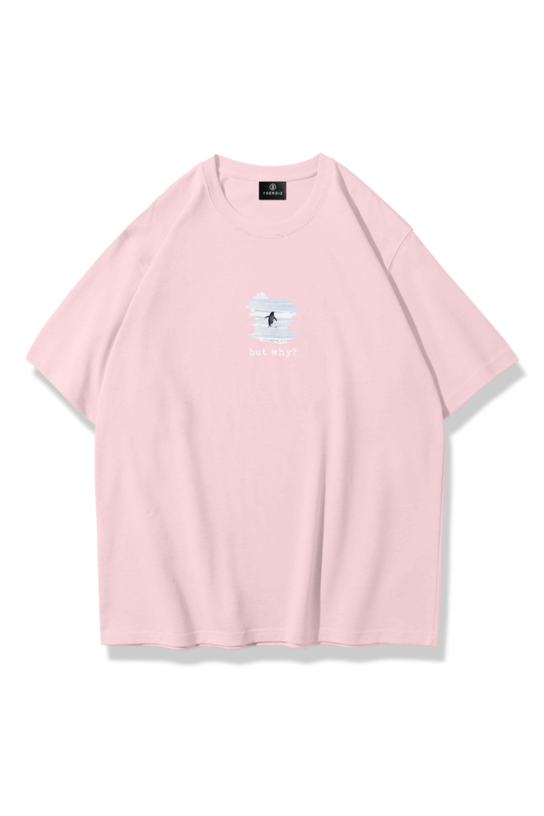 Unisex Lone Penguin Tshirt Pembe
