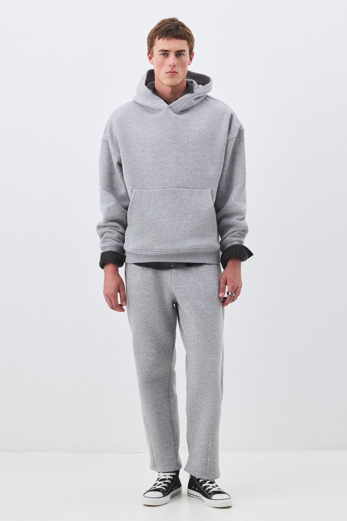Erkek Premium Kapşonlu Cep Detaylı Eşofman Takımı Grimelanj 2033