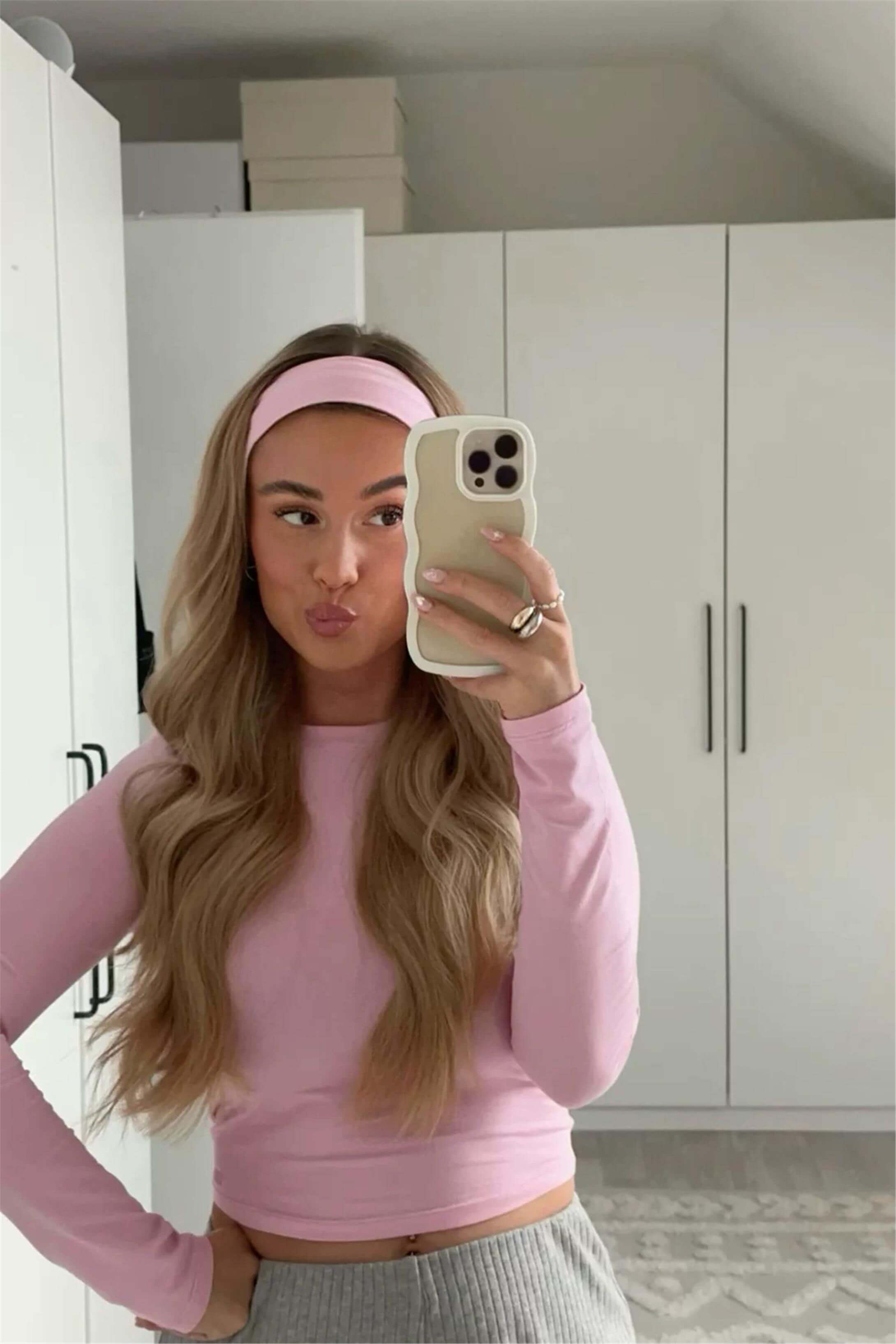 Kadın 2li Pamuklu Esnek Bandana Seti Pembe Kahverengi