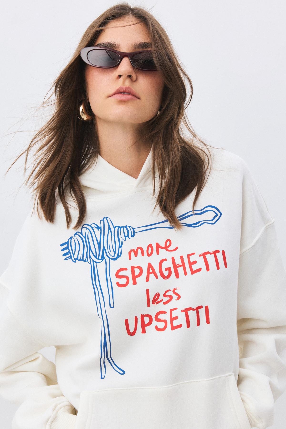 Kadın More Spaghetti Sweatshirt Beyaz