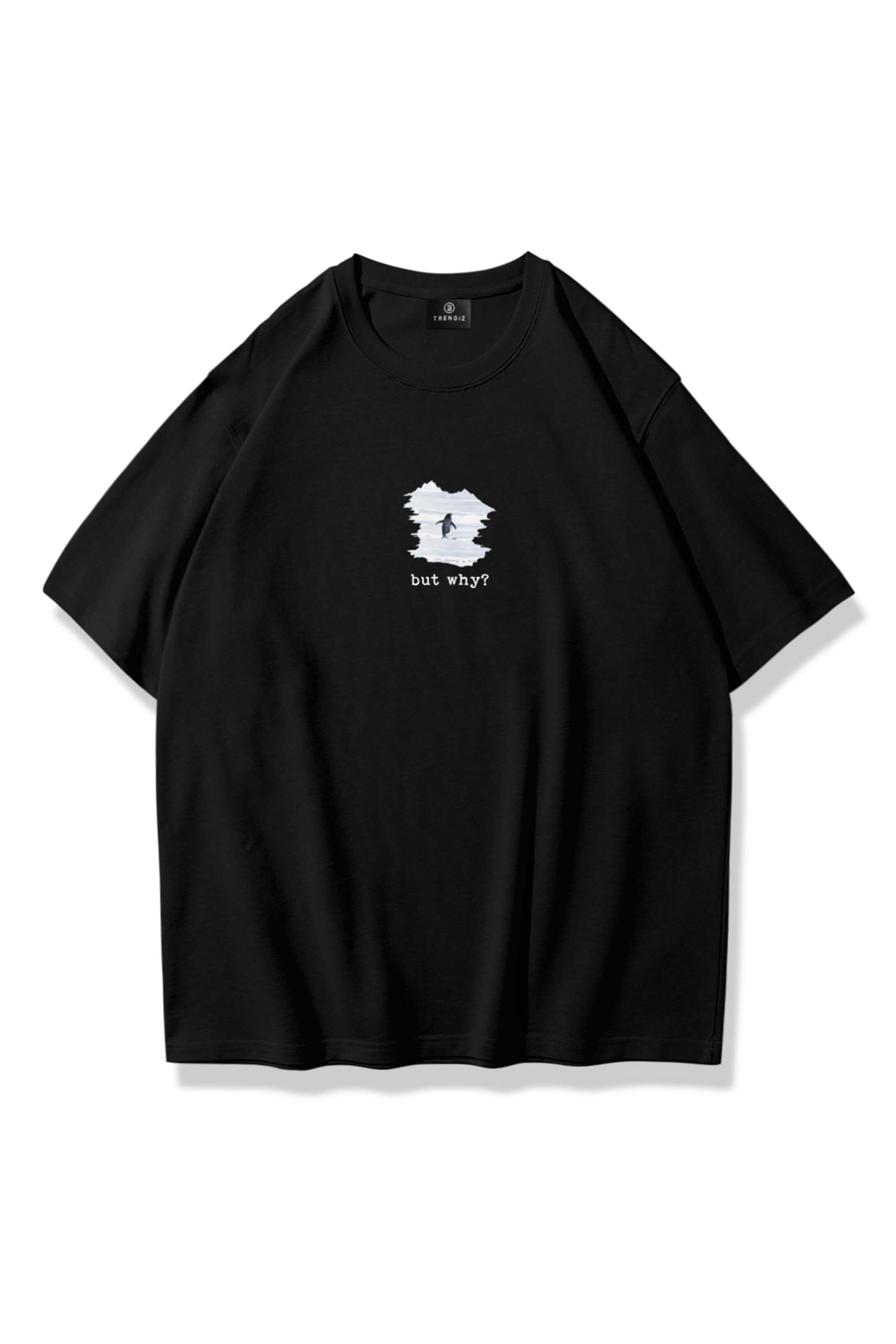 Unisex Lone Penguin Tshirt Siyah