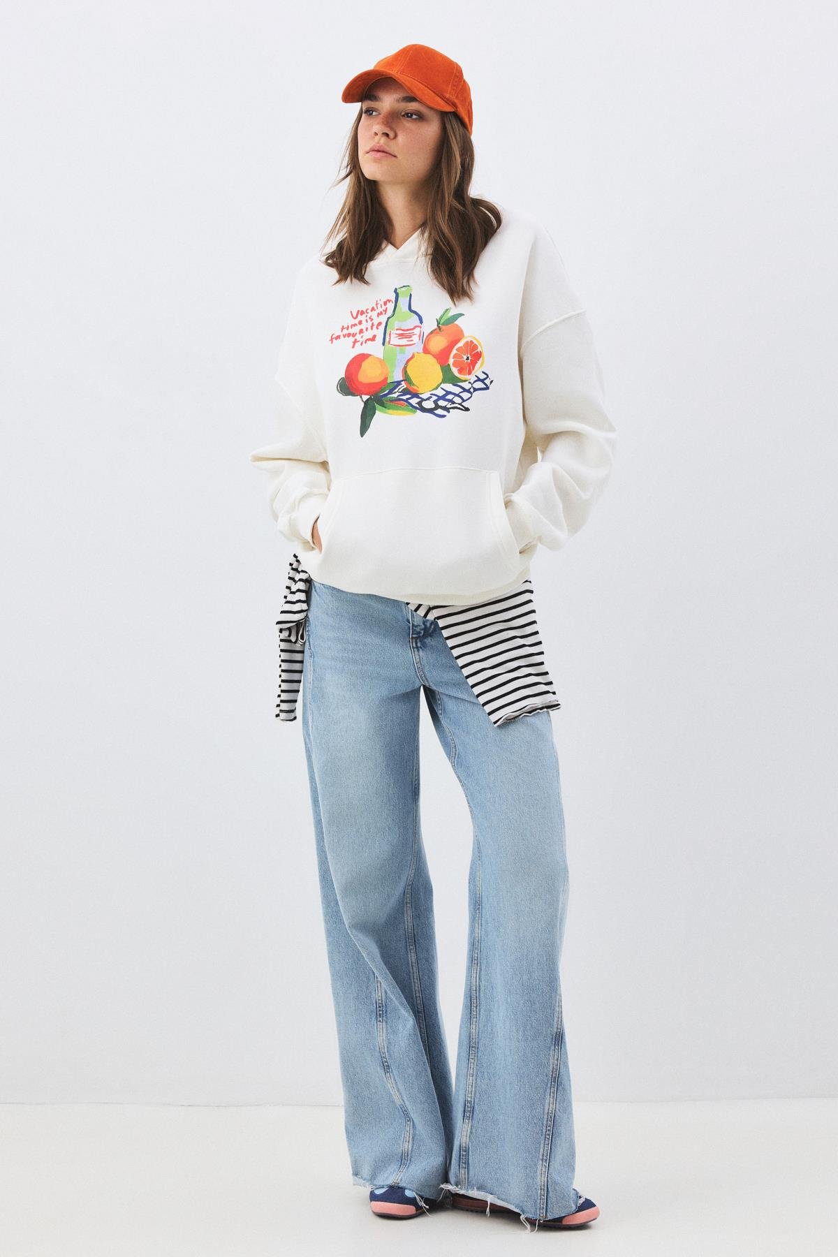 Kadın Vacation Time Sweatshirt Beyaz