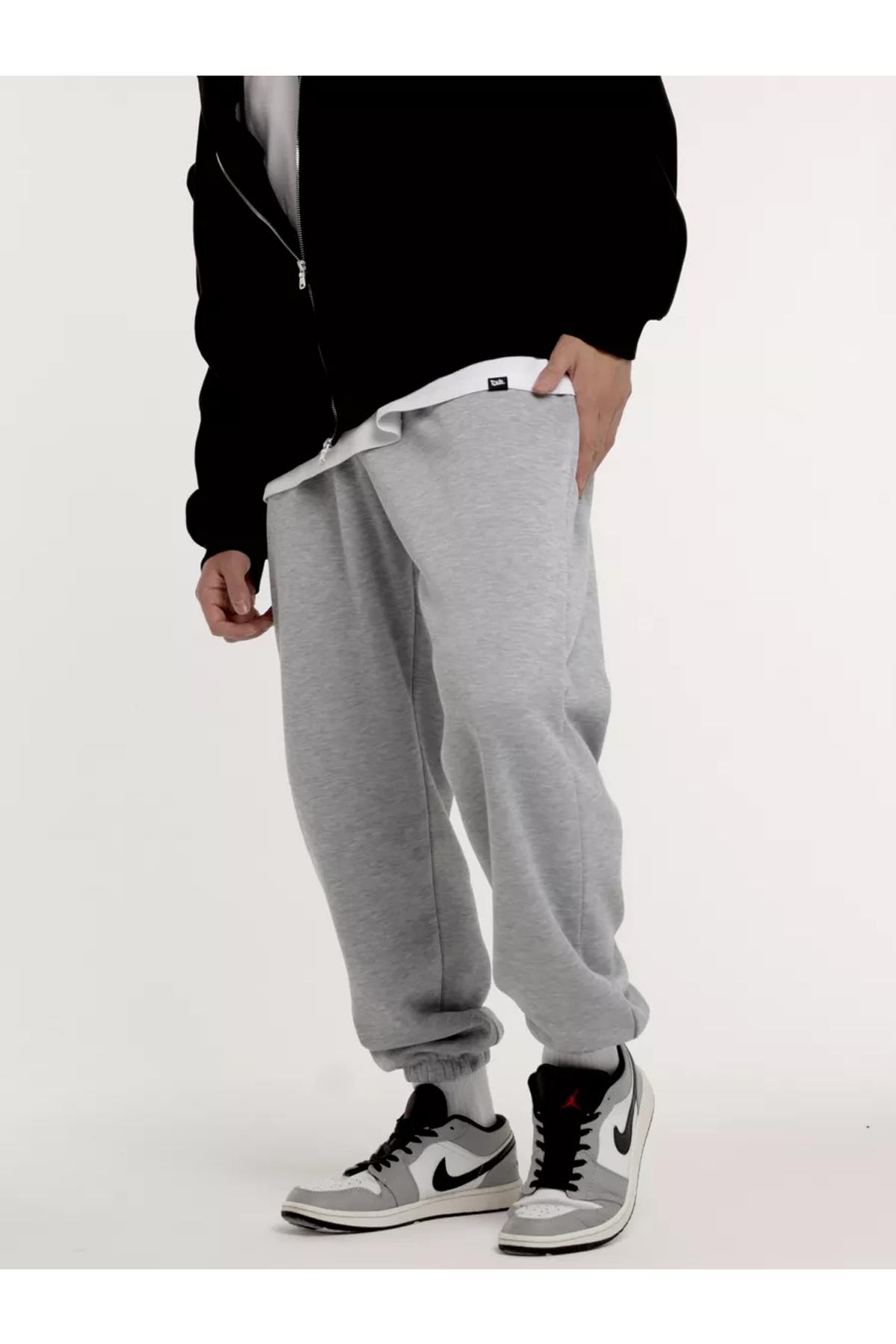 Unisex Rahat Kalıp Eşofman Altı Gri melanj 2065