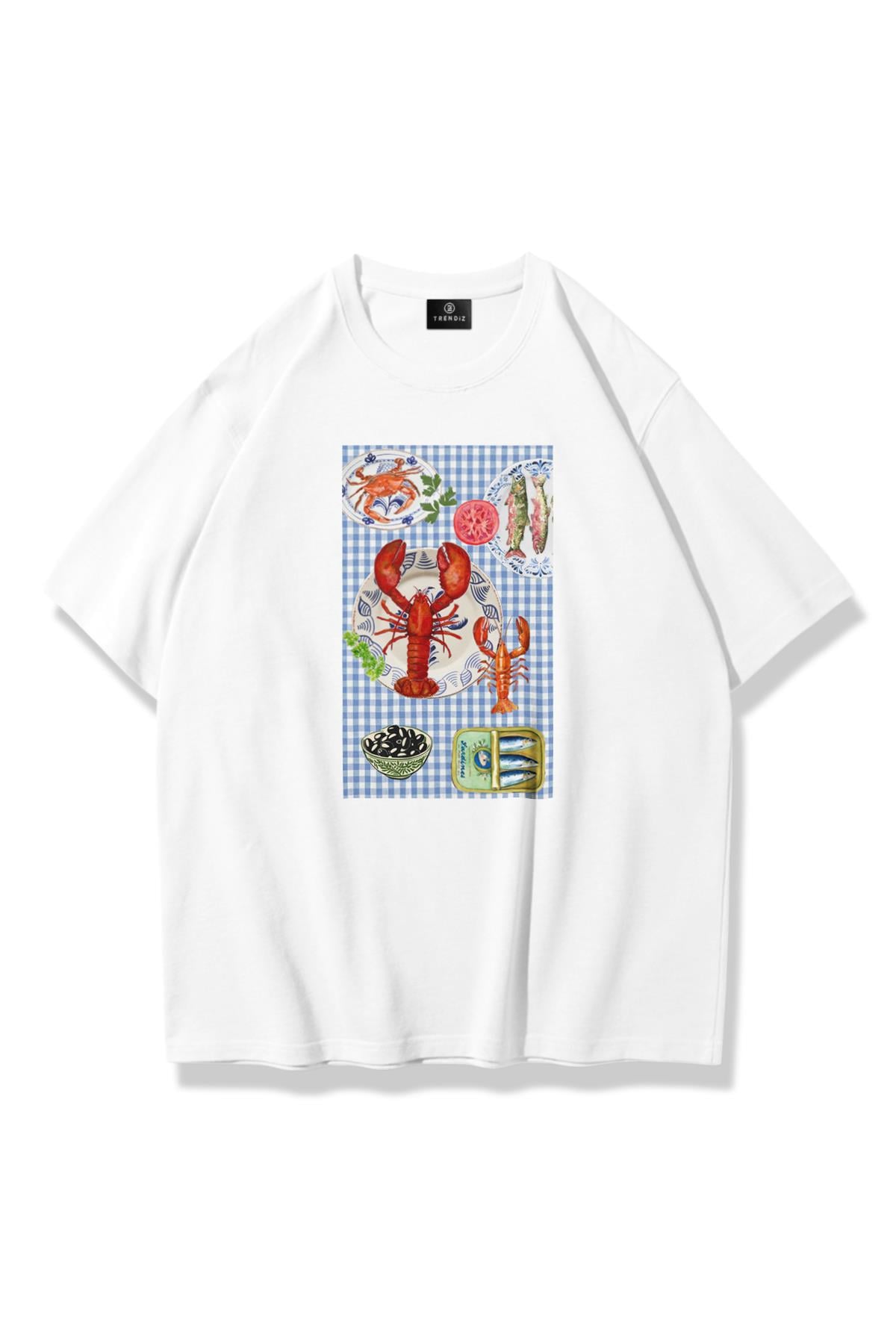 Kadın Crab Picnic Tshirt Beyaz