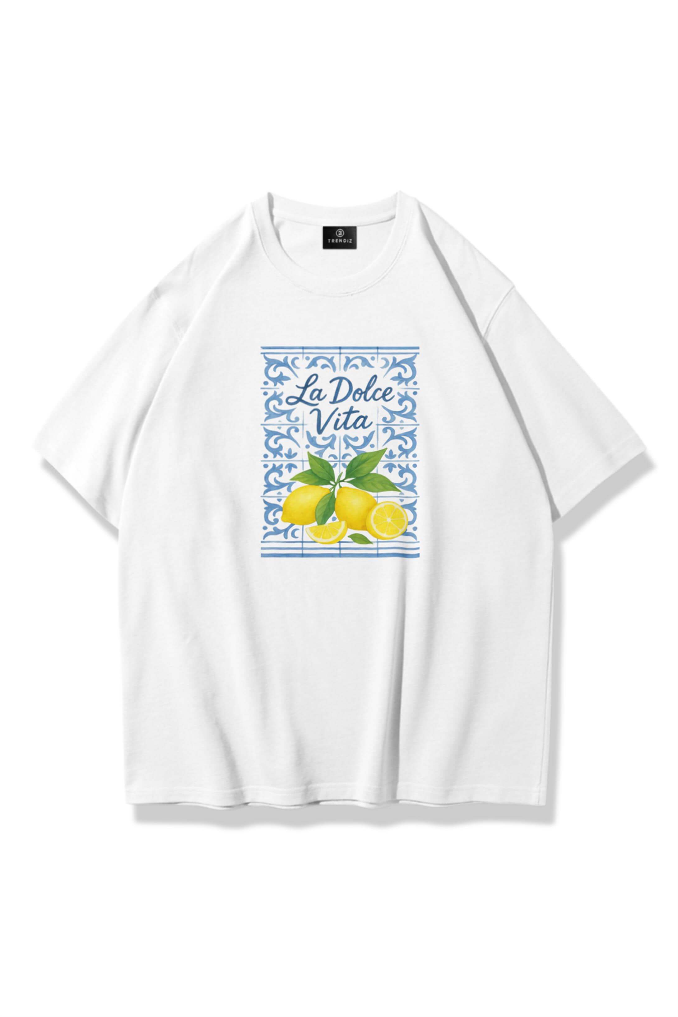Unisex La Dolce Vita Tshirt Beyaz