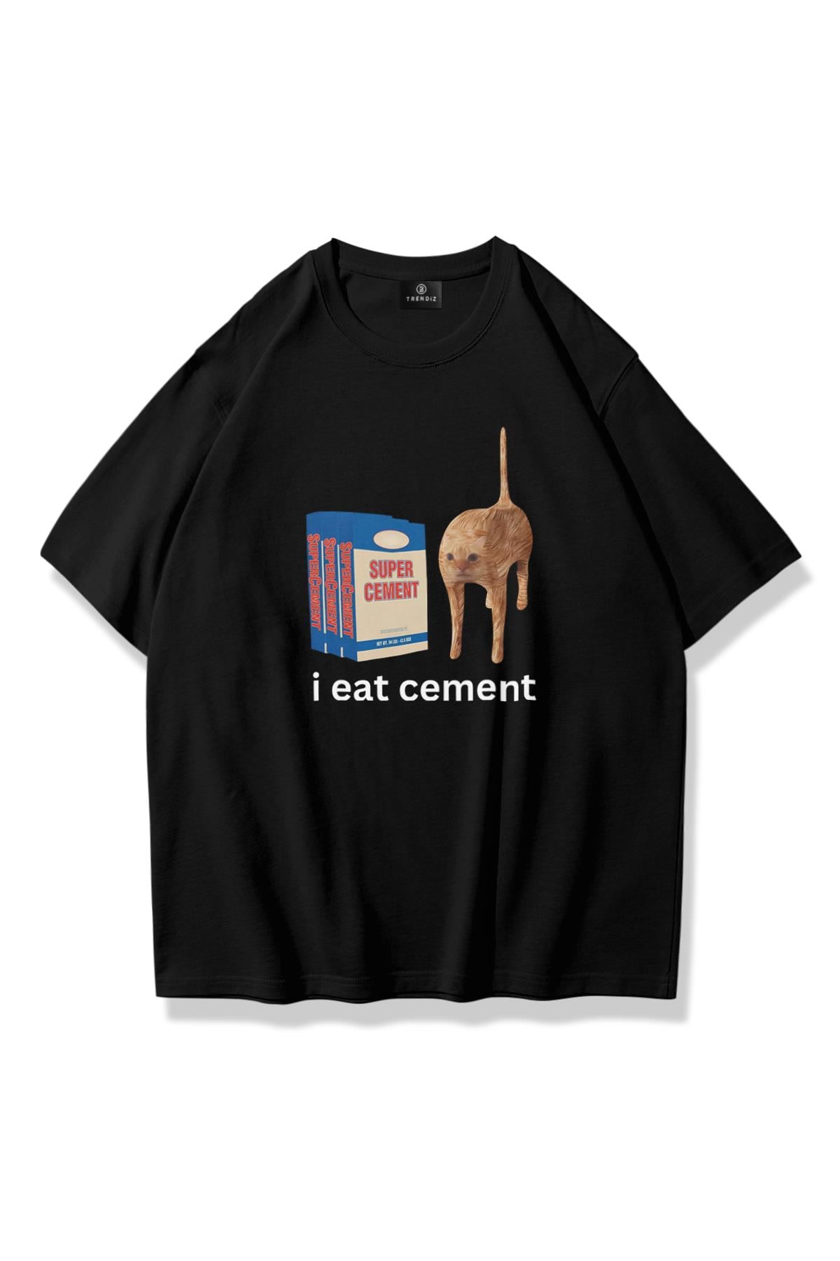 Unisex i eat cement Tshirt Siyah
