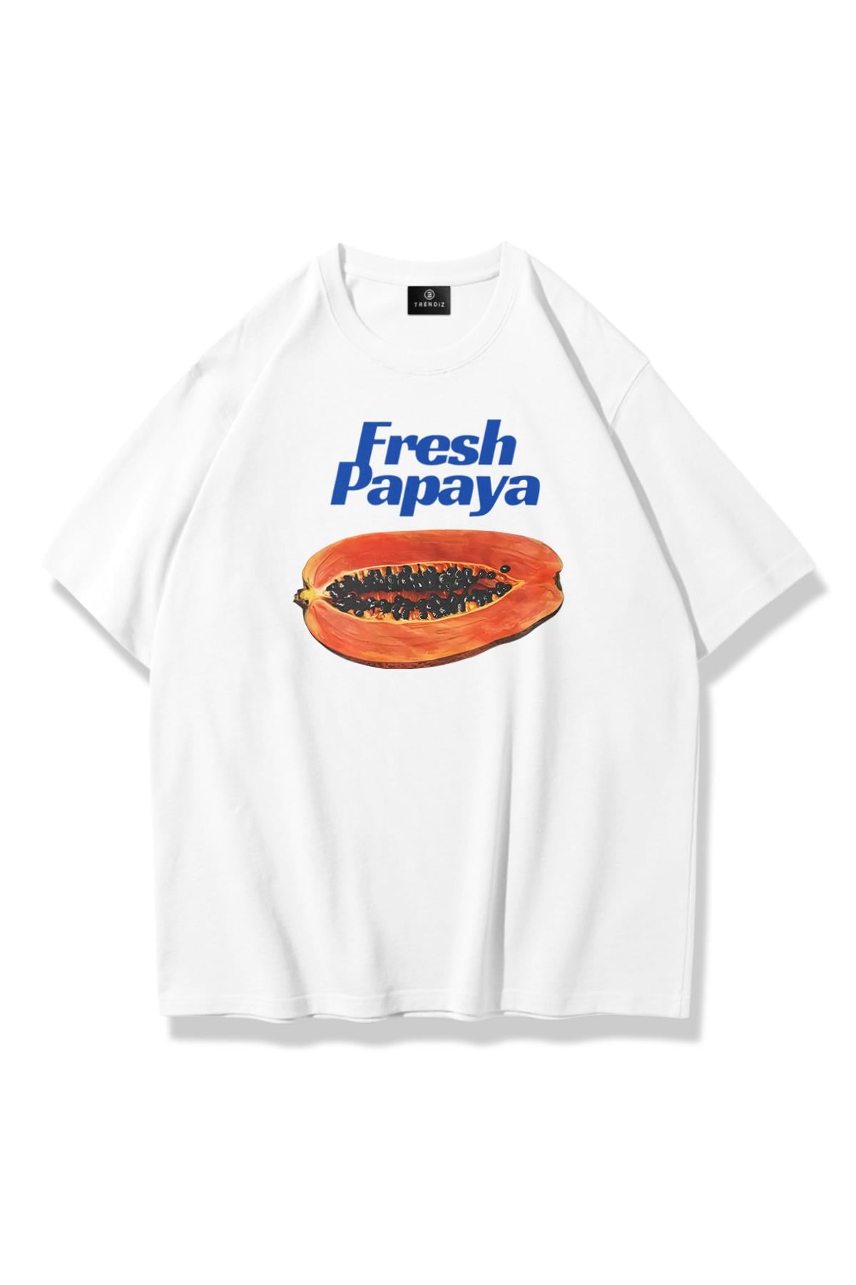 Unisex Fresh Papaya Tshirt Beyaz