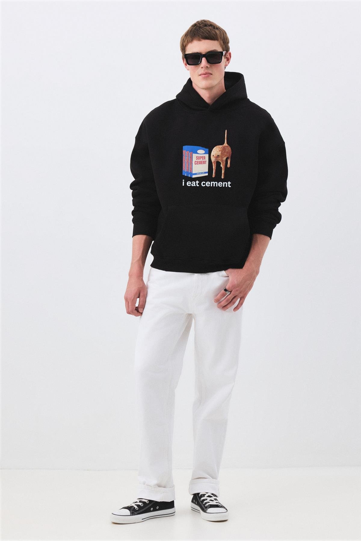 Unisex i eat cement Sweatshirt Siyah