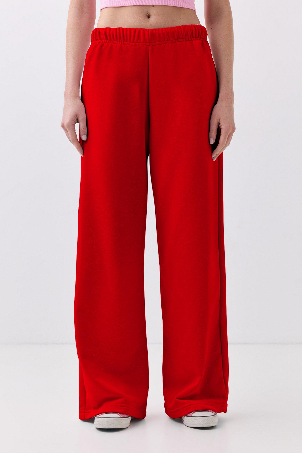 Kadın Bol Paça Eşofman Altı Kırmızı 2013