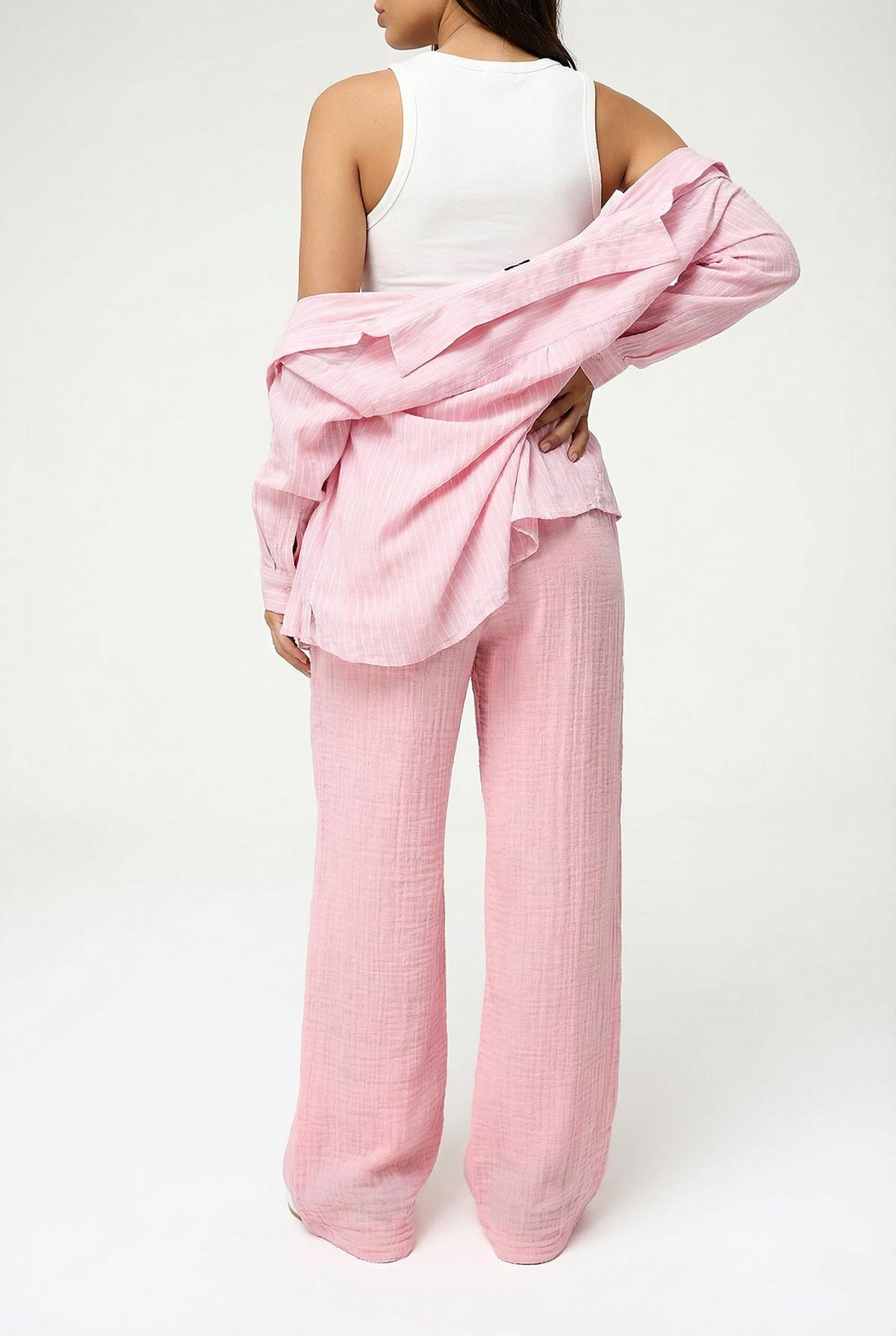 Kadın Bol Paça Müslim Pantolon Pembe