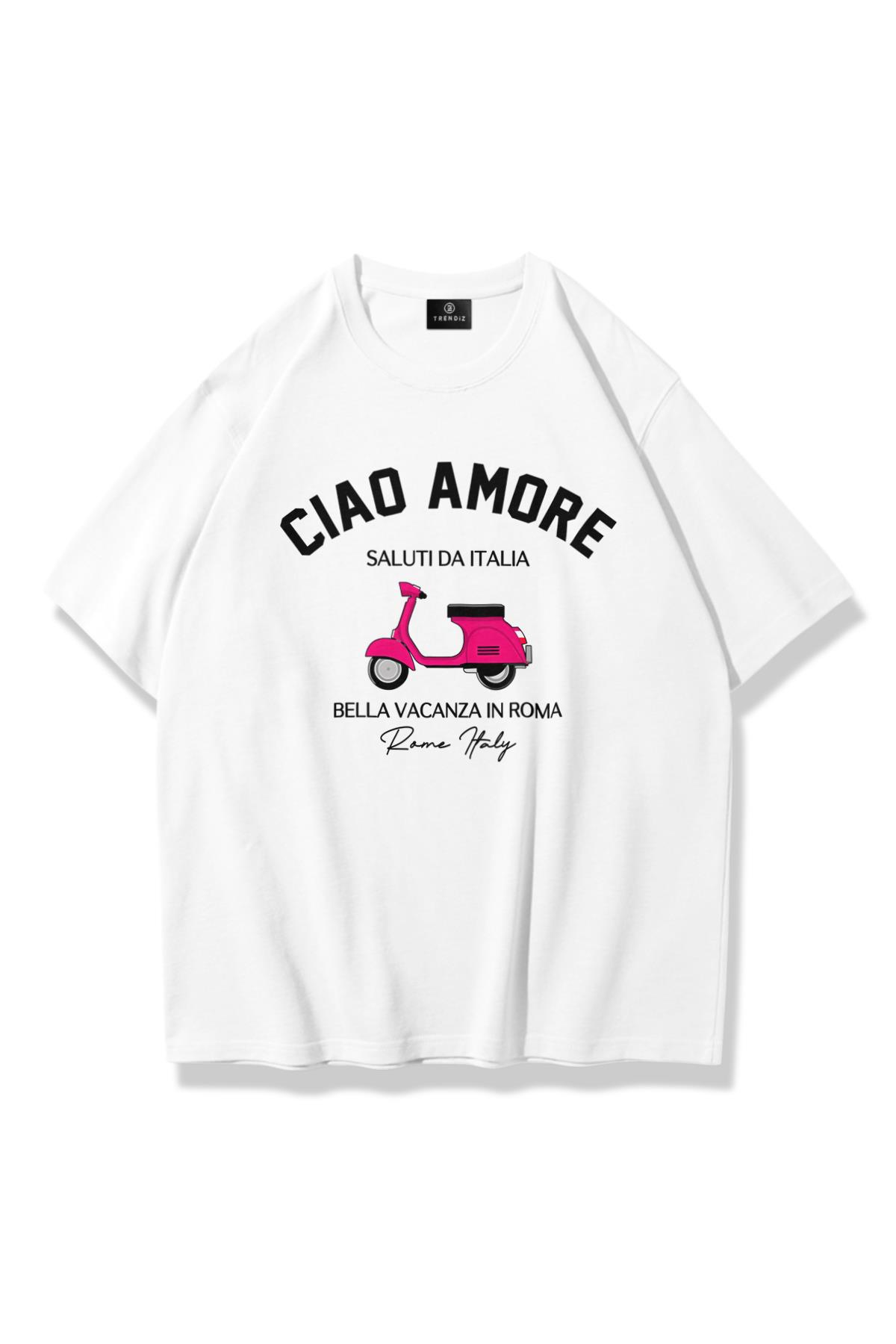 Kadın Ciao Amore Tshirt Beyaz