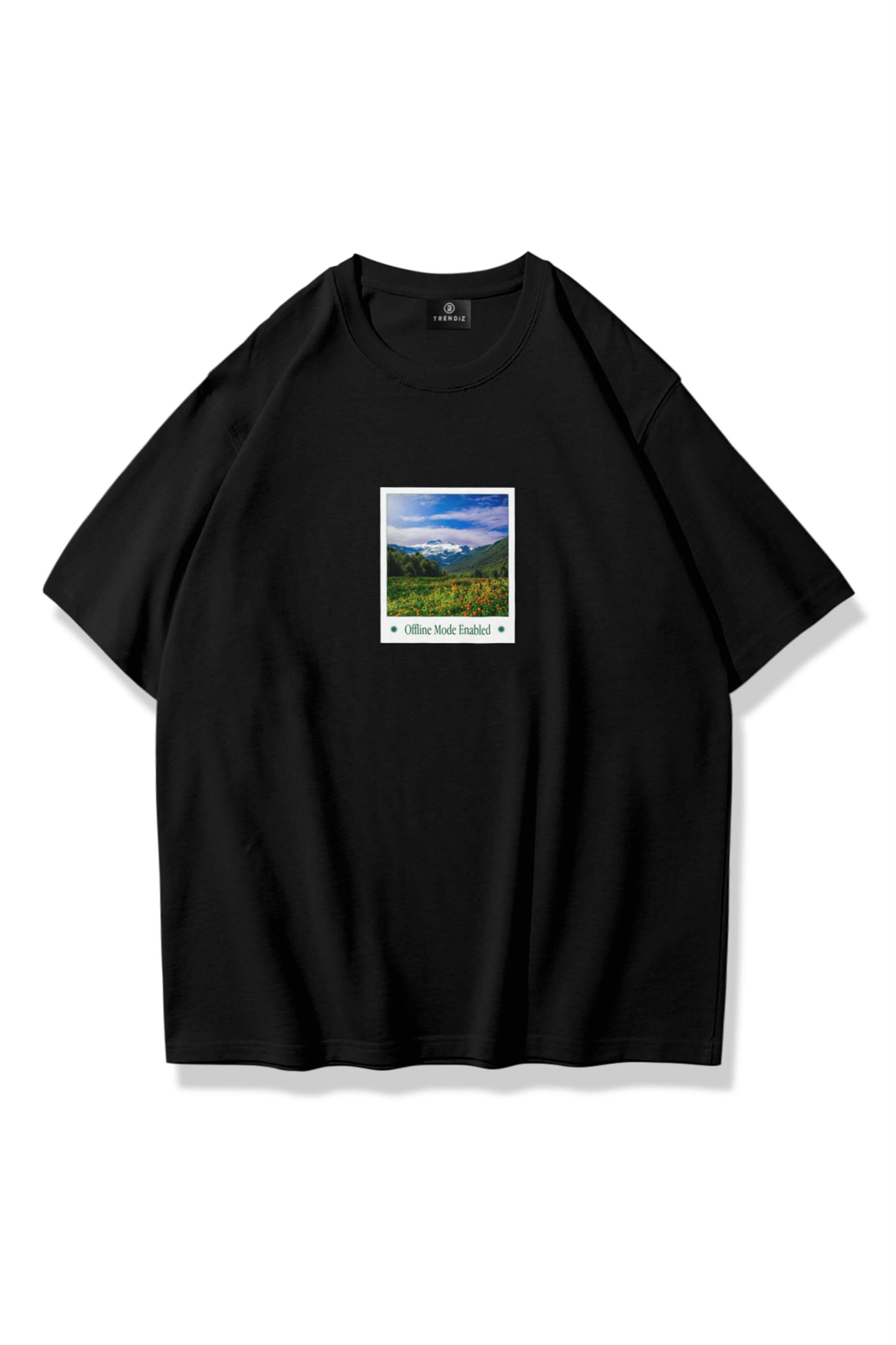 Unisex Offline Mode Enable Tshirt Siyah