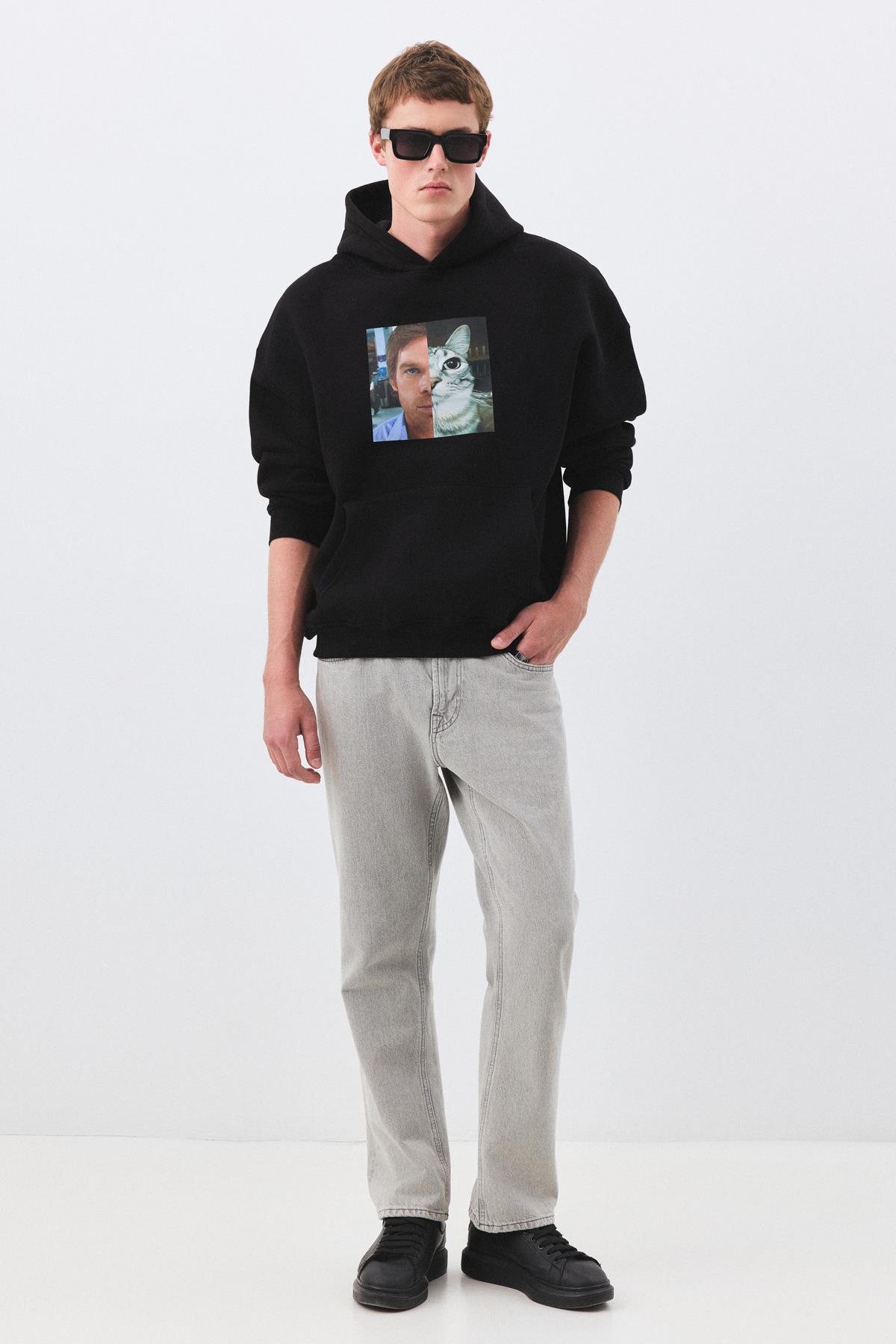 Kadın Dexter Cat Sweatshirt Siyah