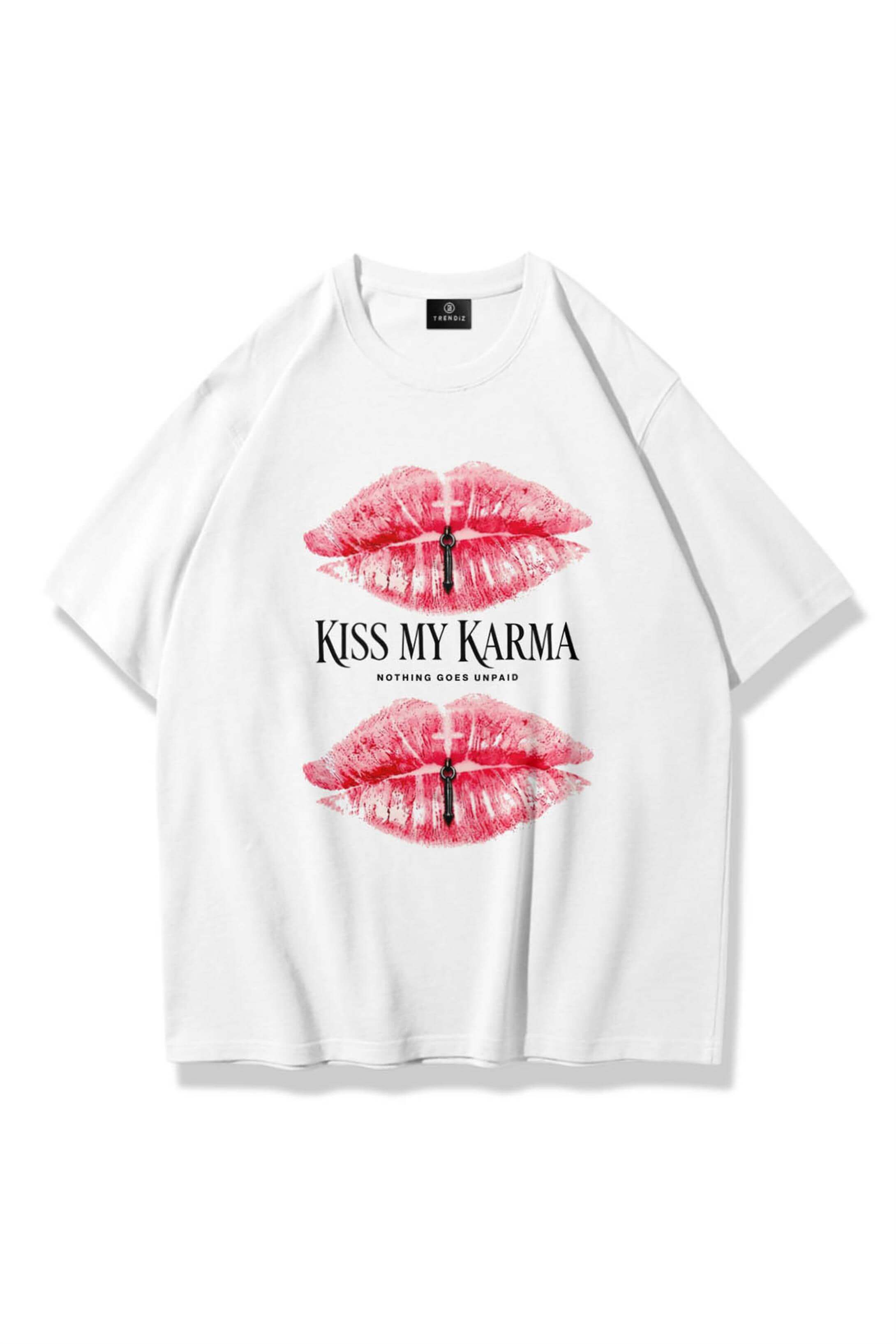 Kadın Kiss My Karma Tshirt Beyaz