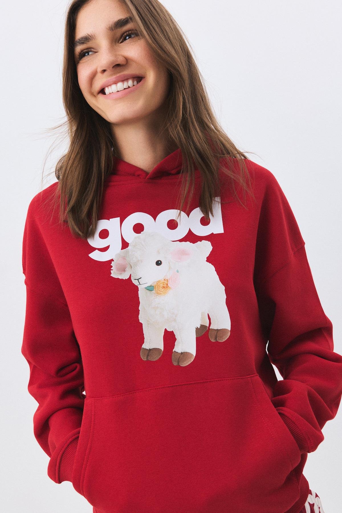 Unisex Good Sweatshirt Kırmızı