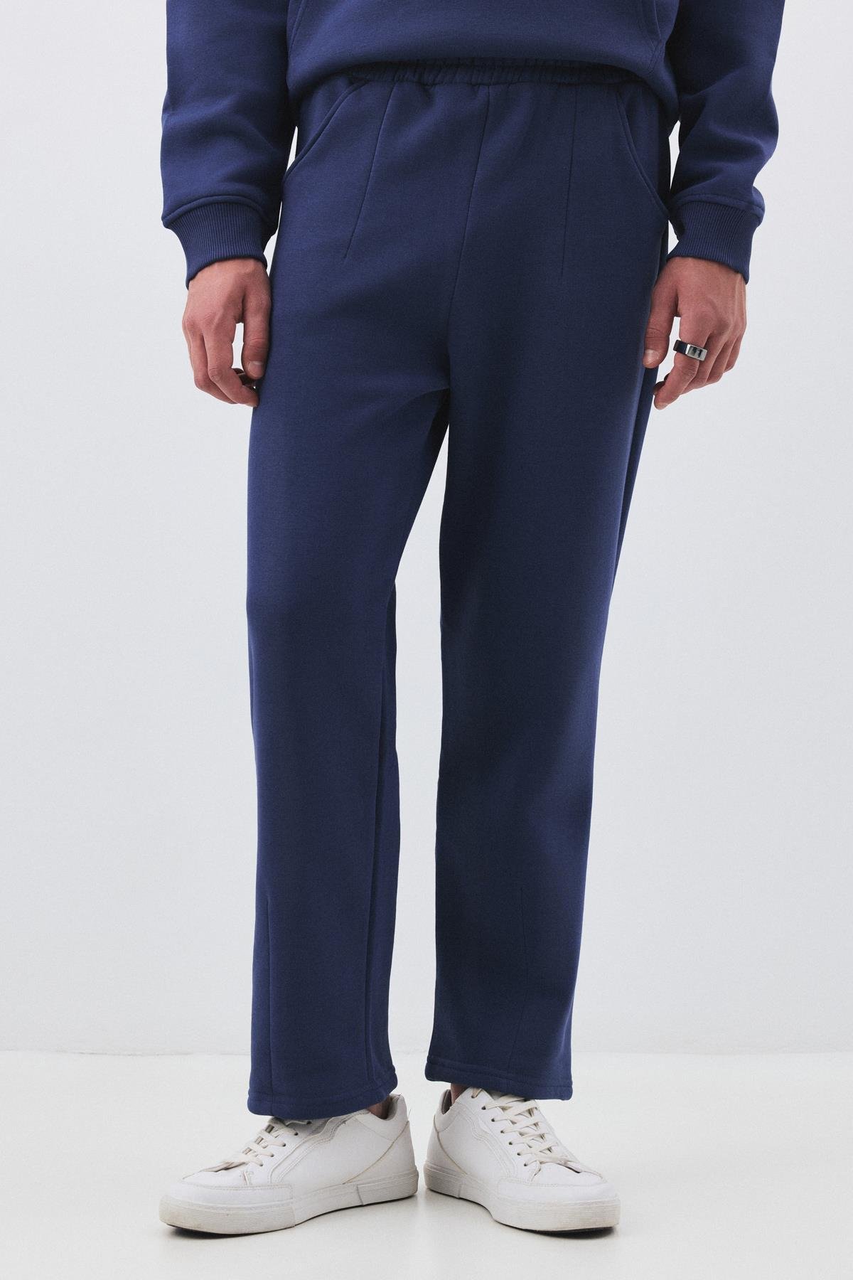 Erkek Premium Kapşonlu Cep Detaylı Eşofman Takımı İndigo 2033