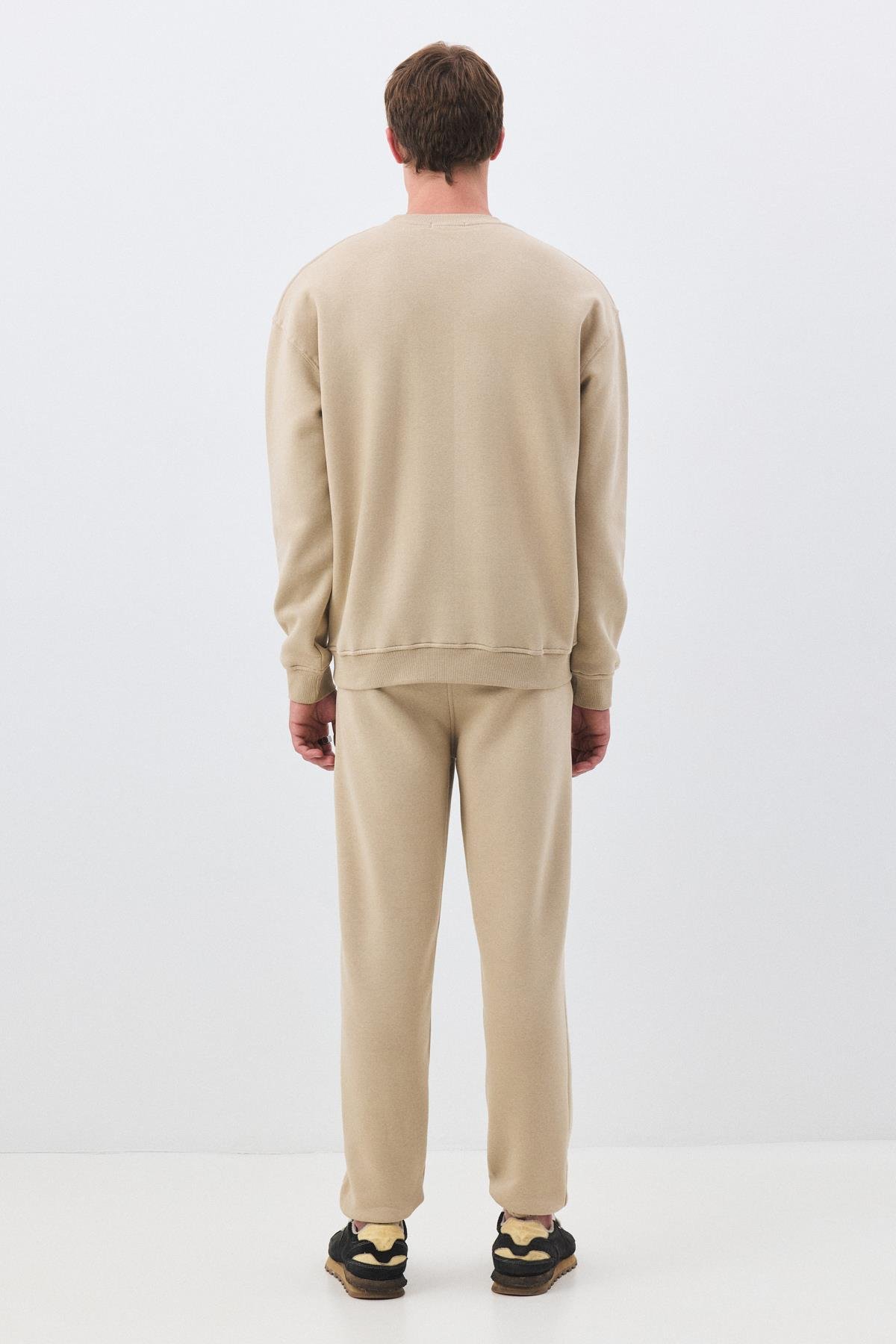 Erkek Premium Bisiklet Yaka Sweatshirt Taş 2031