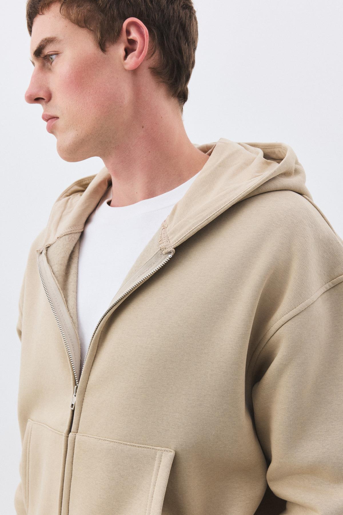 Erkek Premium Zip Fermuarlı Eşofman Takımı Taş 2032