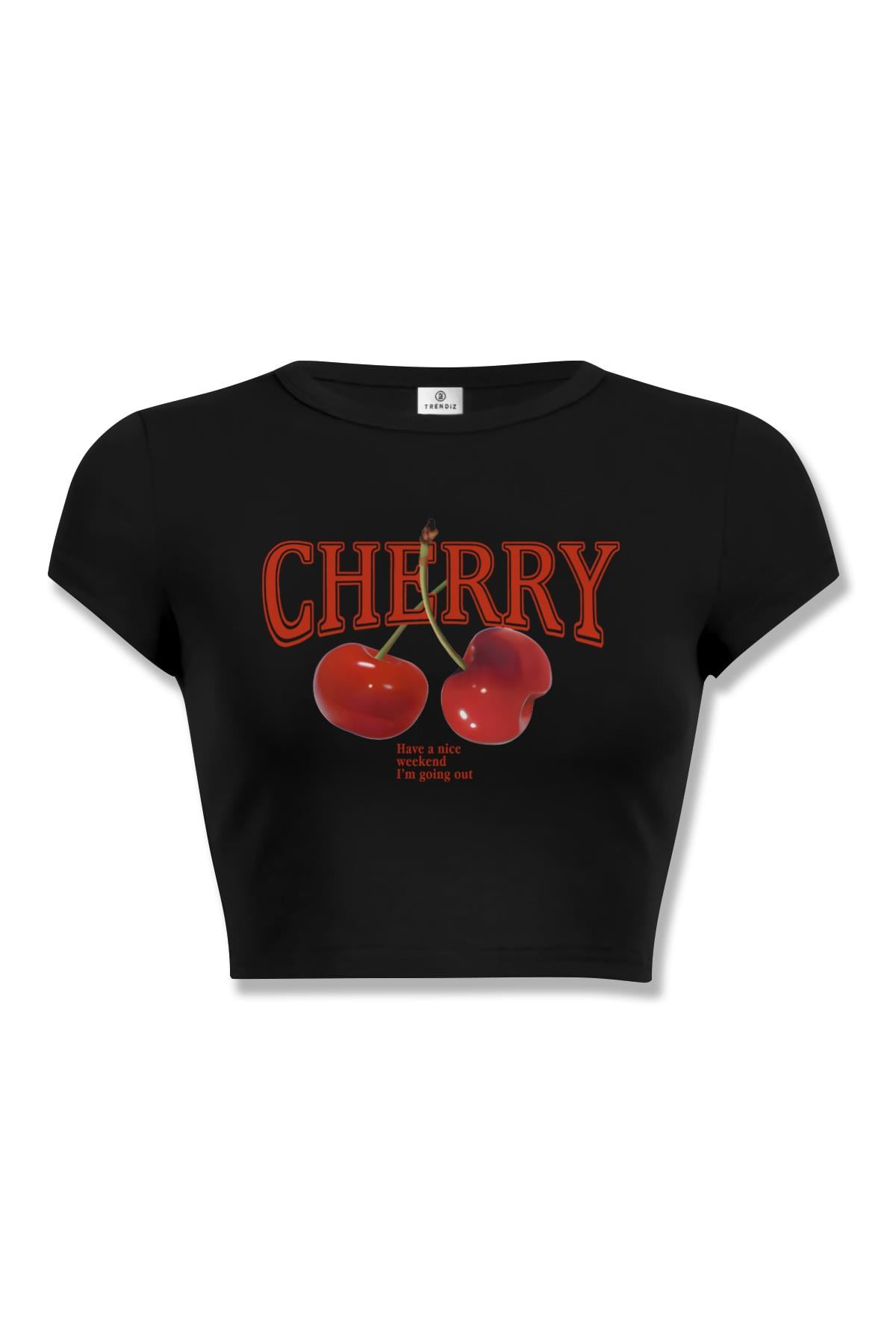 Kadın Have a Nice Weekend Cherry Crop Siyah