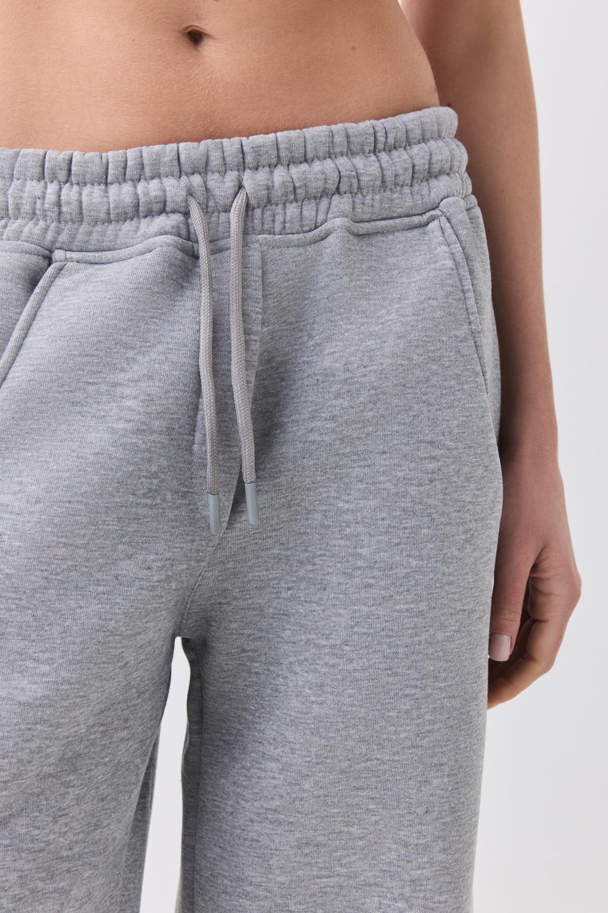 Kadın Bol Paça Eşofman Altı Gri melanj 4031