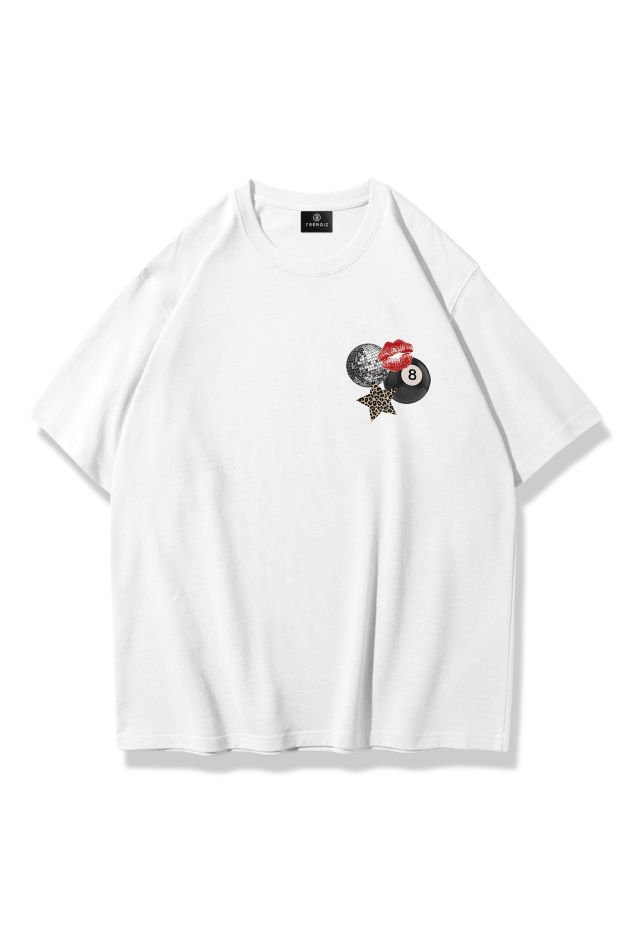 Kadın Leopar Collage Tshirt Beyaz