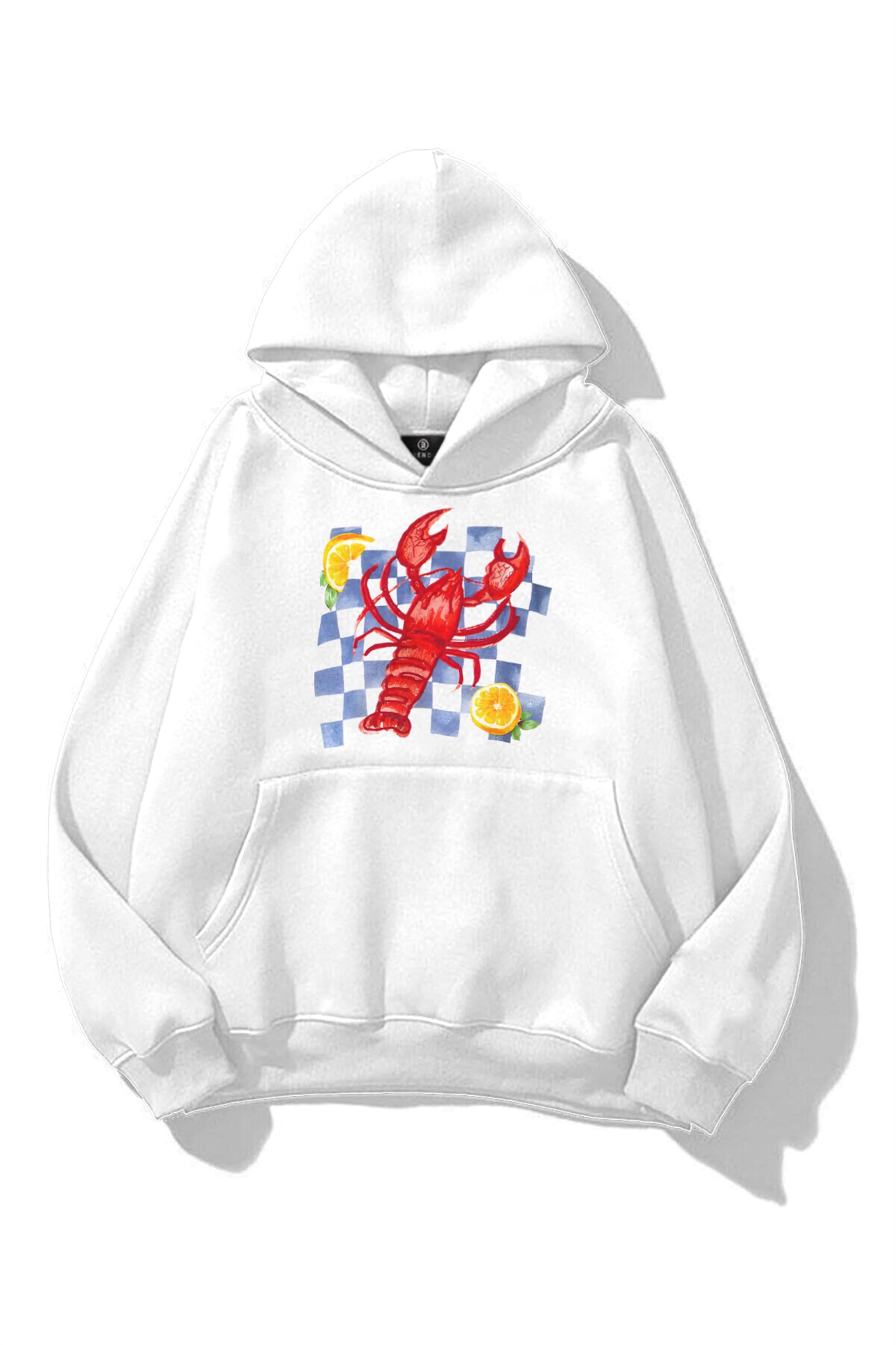 Unisex Istakoz Ekose Sweatshirt Beyaz