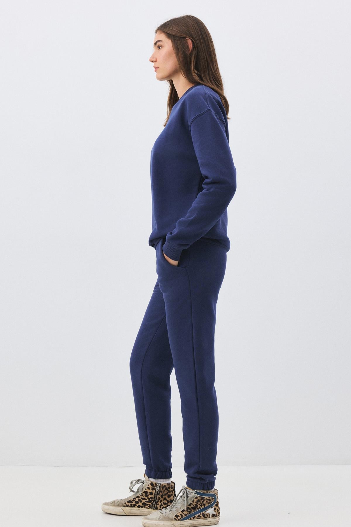 Kadın Premium Bisiklet Yaka Eşofman Takımı İndigo 2031