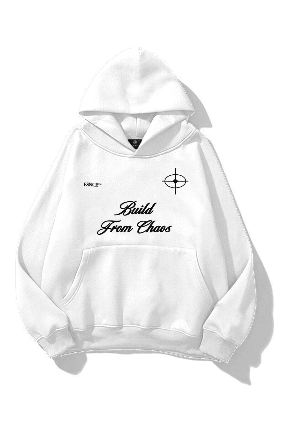 Unisex Build From Chaos Sweatshirt Beyaz