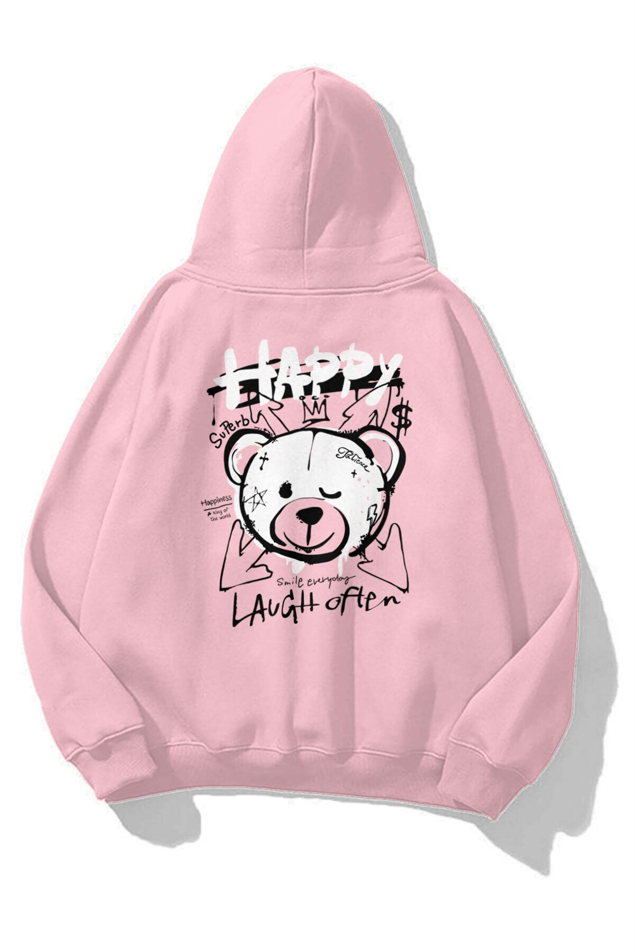 Unisex Happy Bear Sweatshirt Pembe