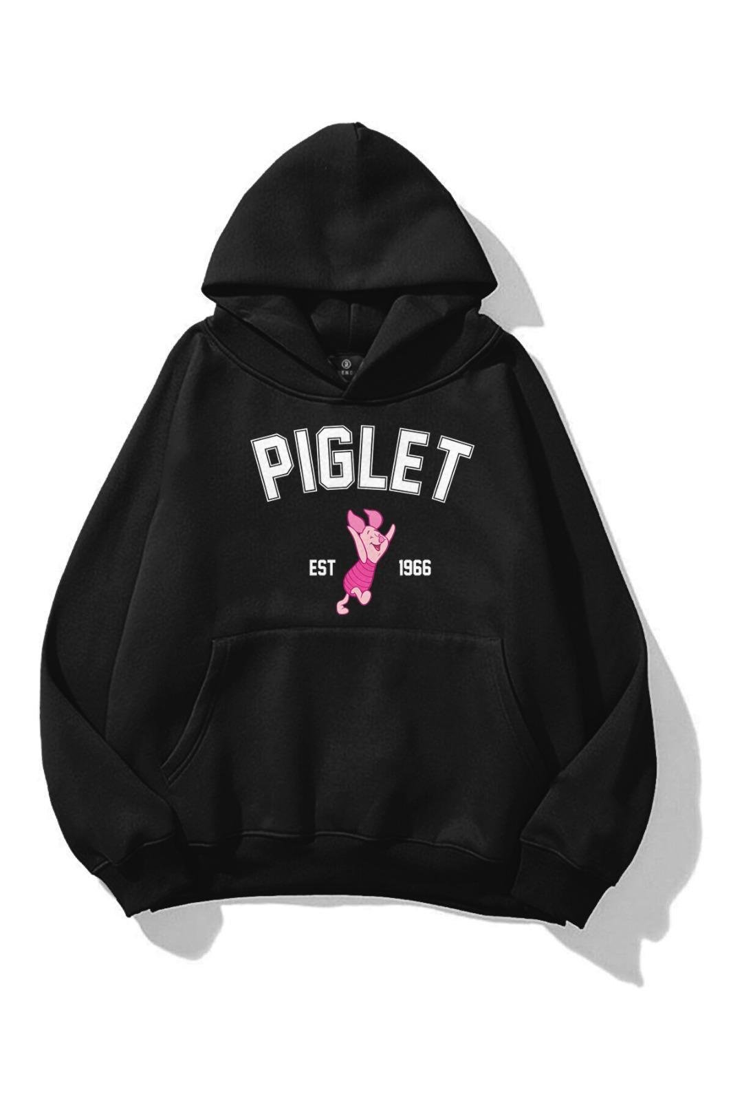 Unisex Piglet Siyah Sweatshirt