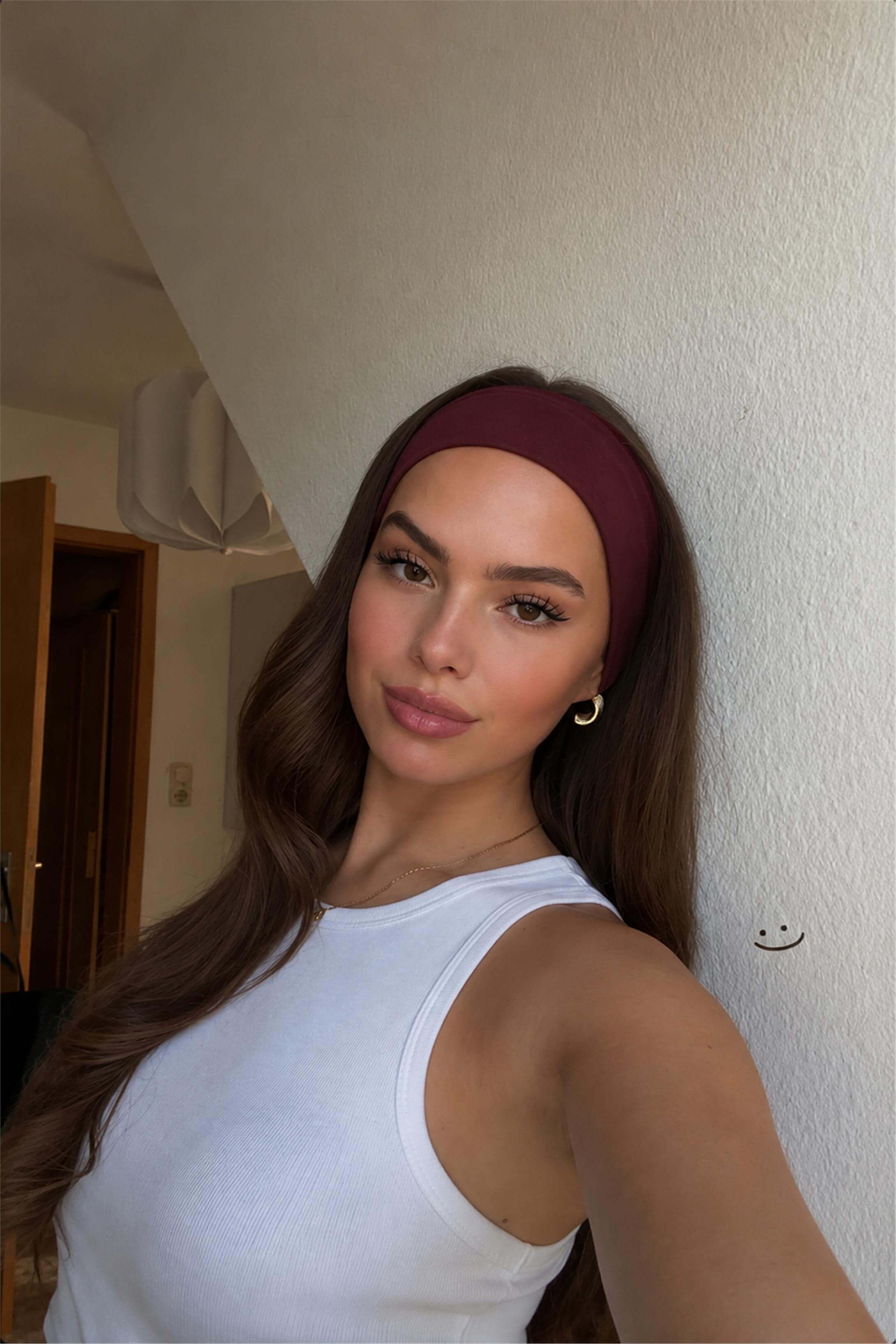 Kadın 2li Pamuklu Esnek Bandana Seti Beyaz Bordo