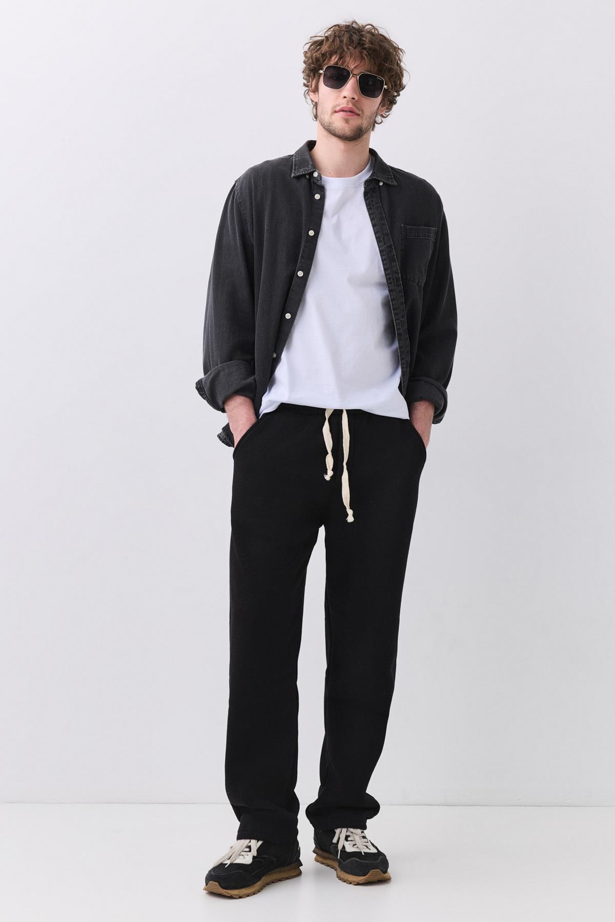 Erkek Bol Paça Eşofman Altı Siyah 2042