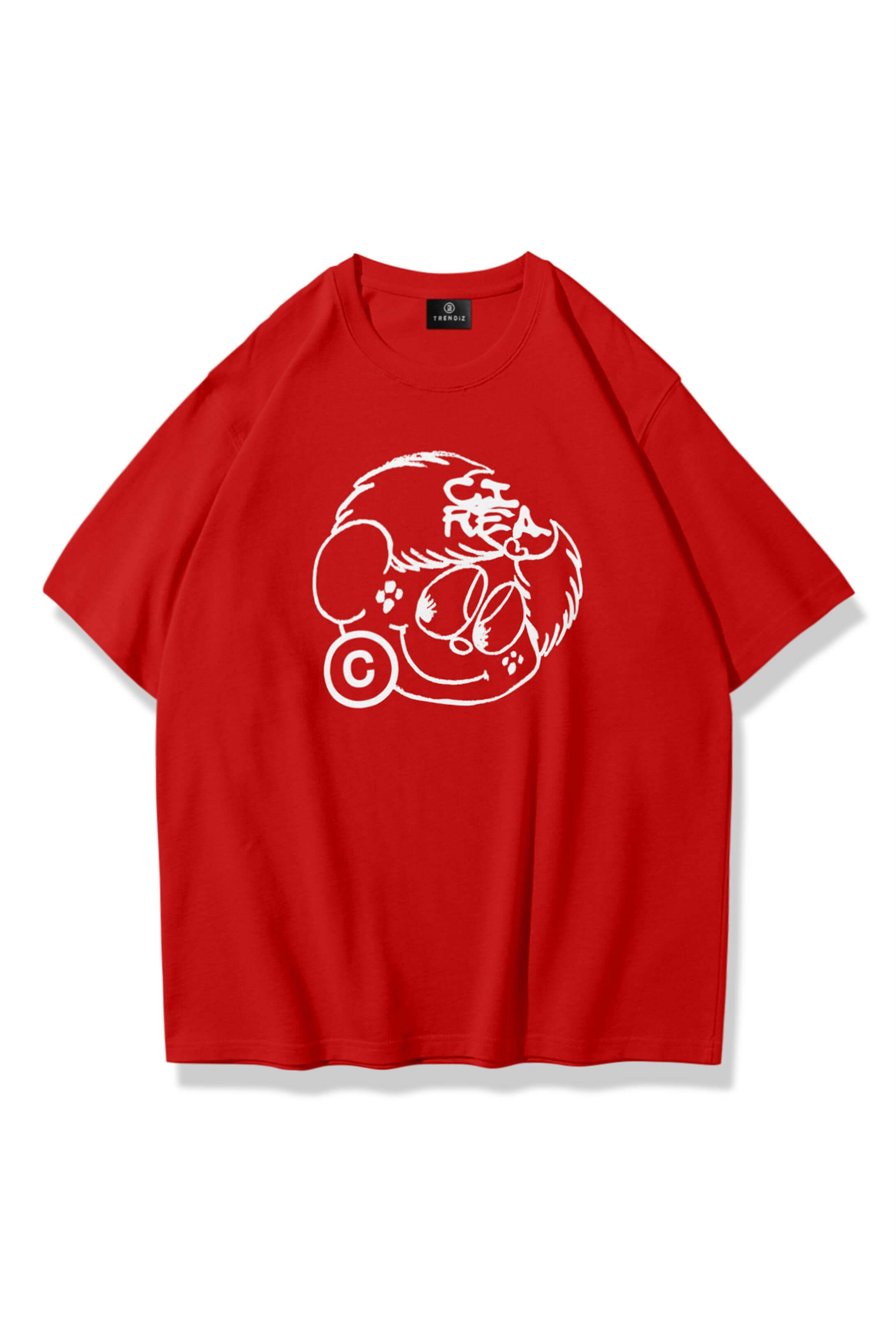 Unisex Cirea Face Tshirt Kırmızı