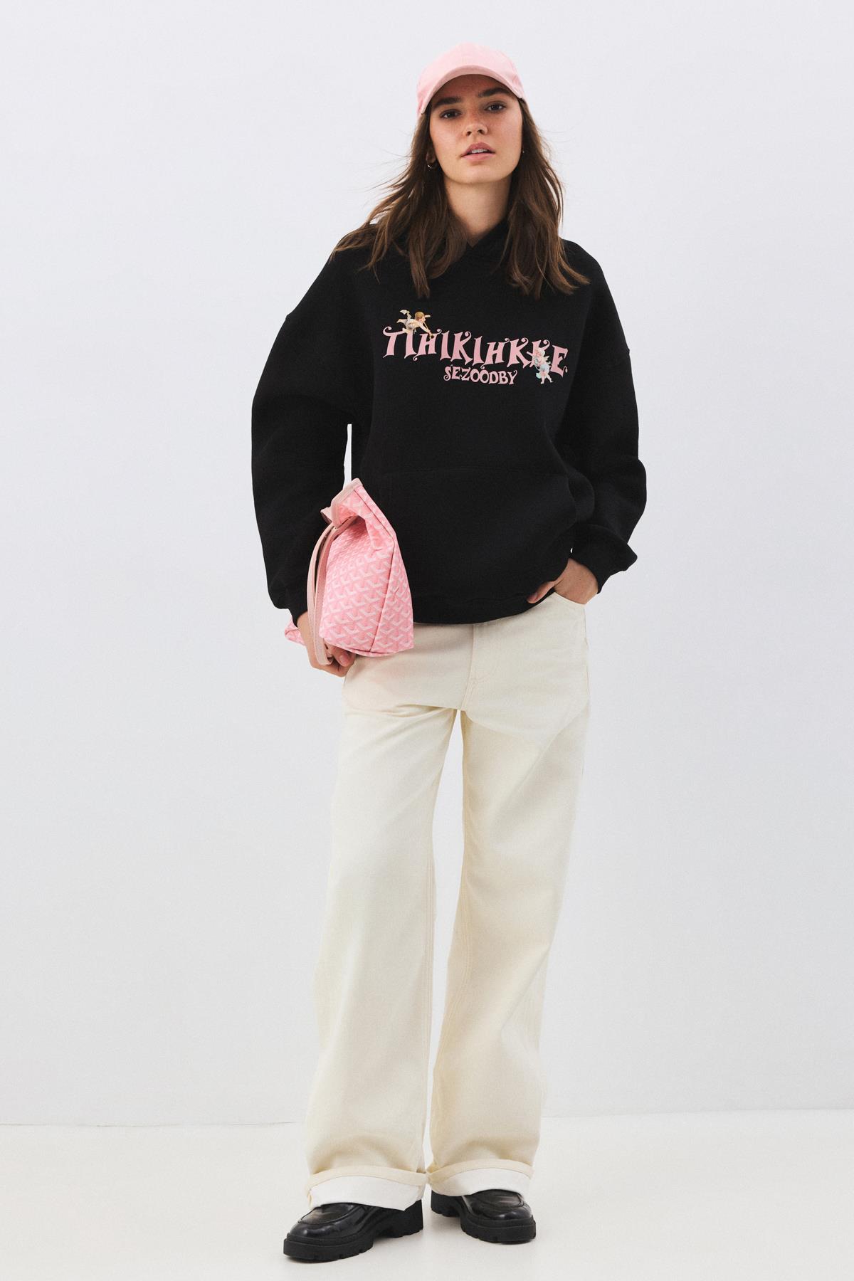 Kadın Tihikihkke Sweatshirt Siyah