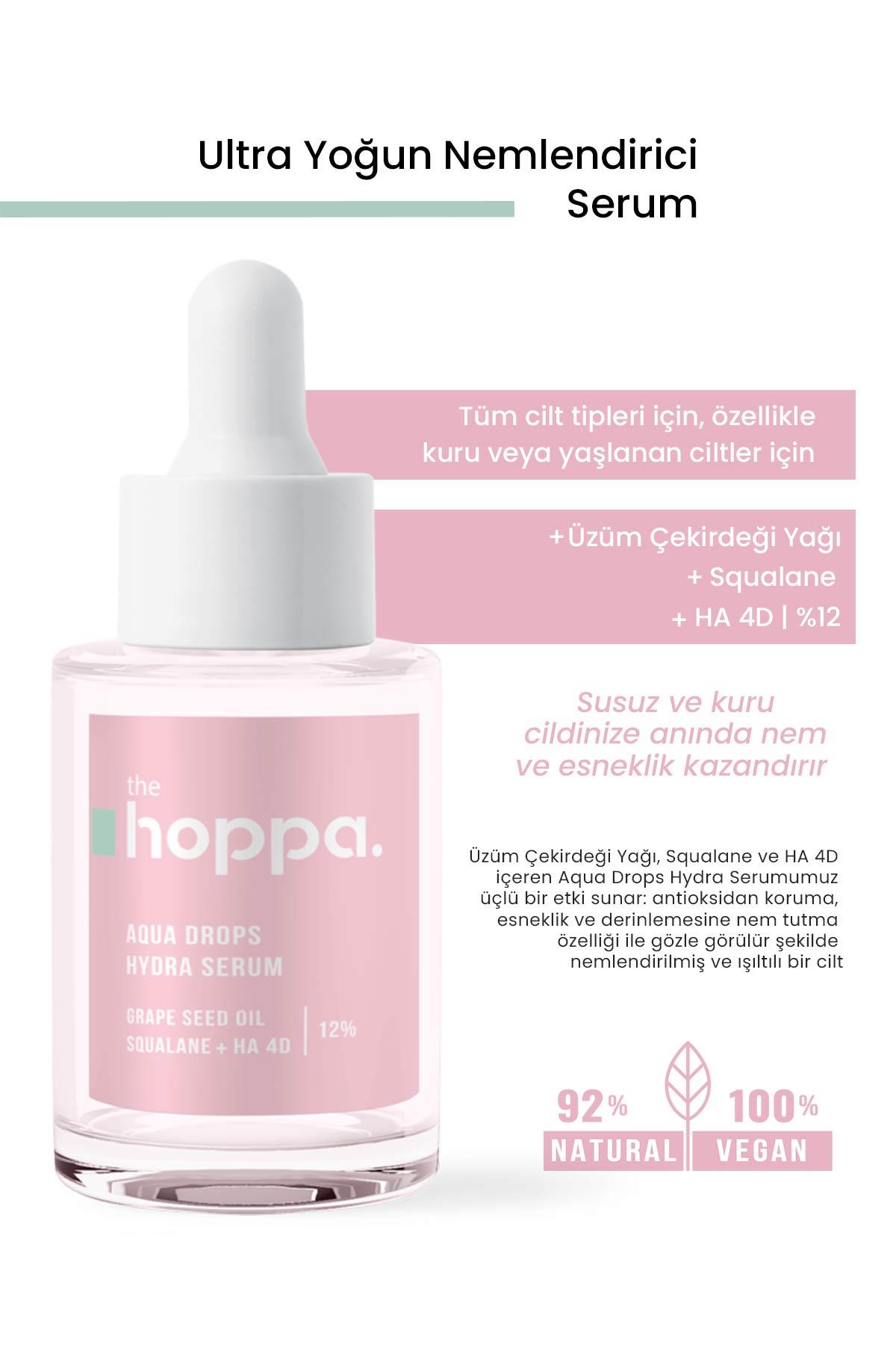 Cildin Doğal Nemlendiricilerini İçeren Ultra Yoğun Nemlendiricili Serum Üzüm Çekirdeği Yağı + Squalane + Hyaluronik Asit 4D | %12 - 30 ML