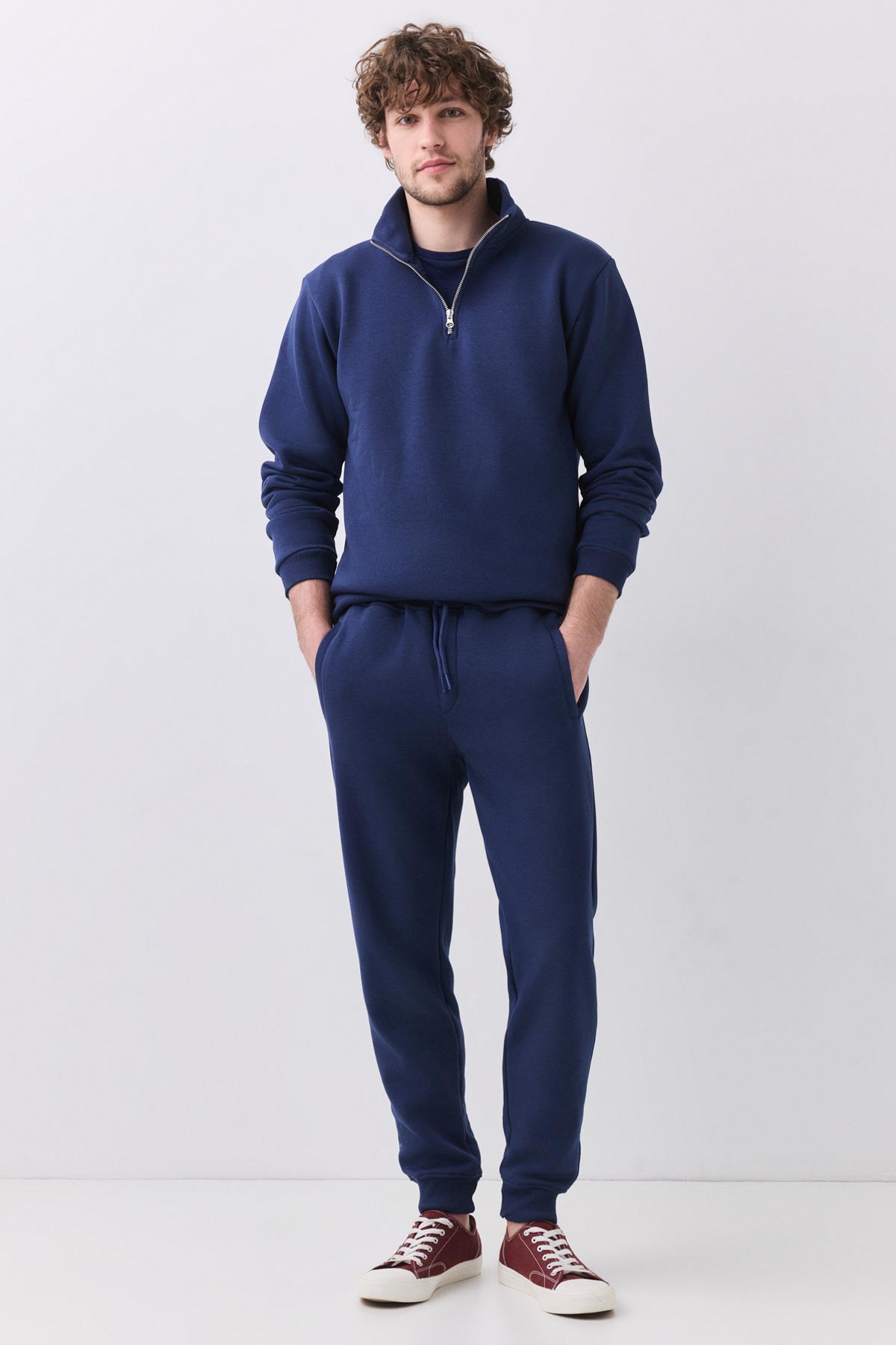 Erkek Paçası Lastikli Basic Eşofman Altı İndigo 2041