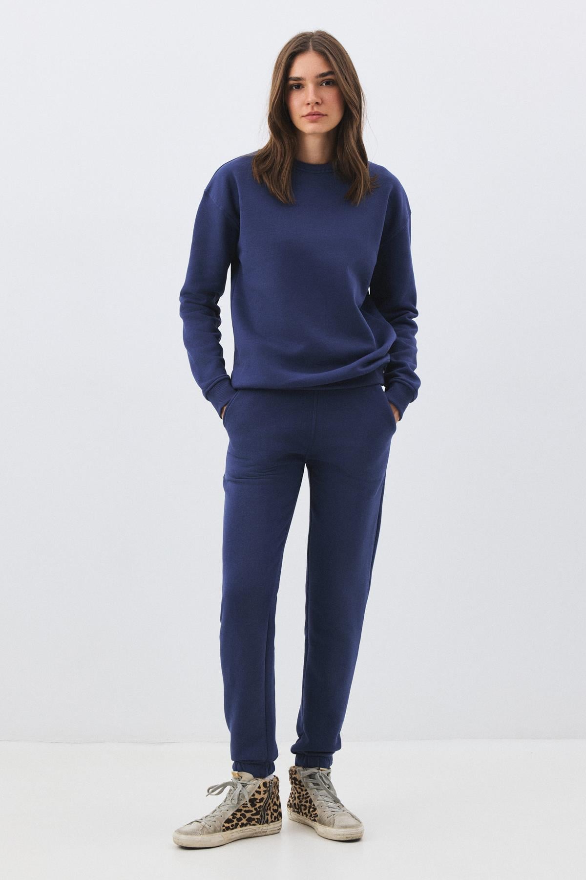 Kadın Premium Bisiklet Yaka Eşofman Takımı İndigo 2031