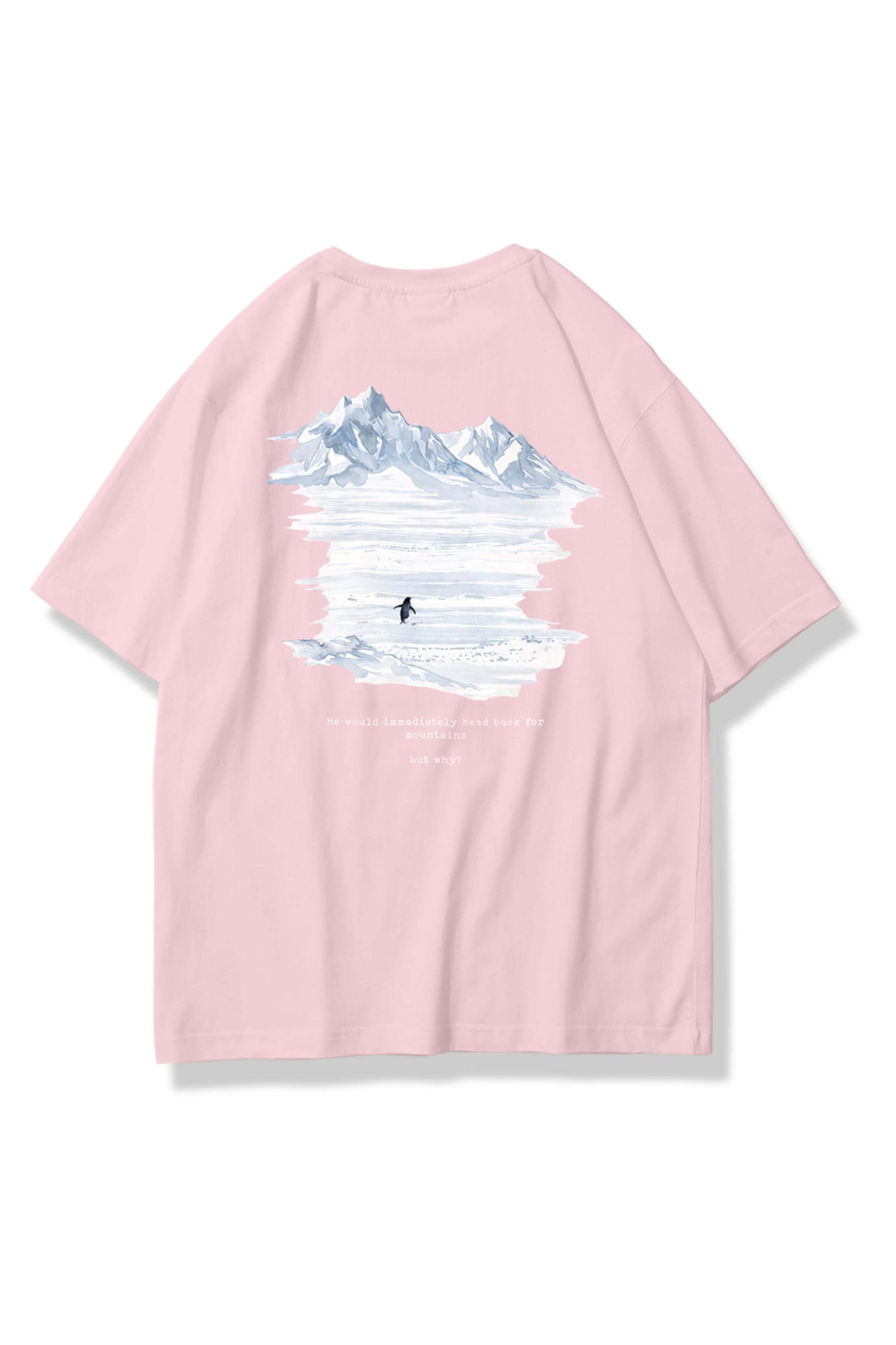 Unisex Lone Penguin Tshirt Pembe