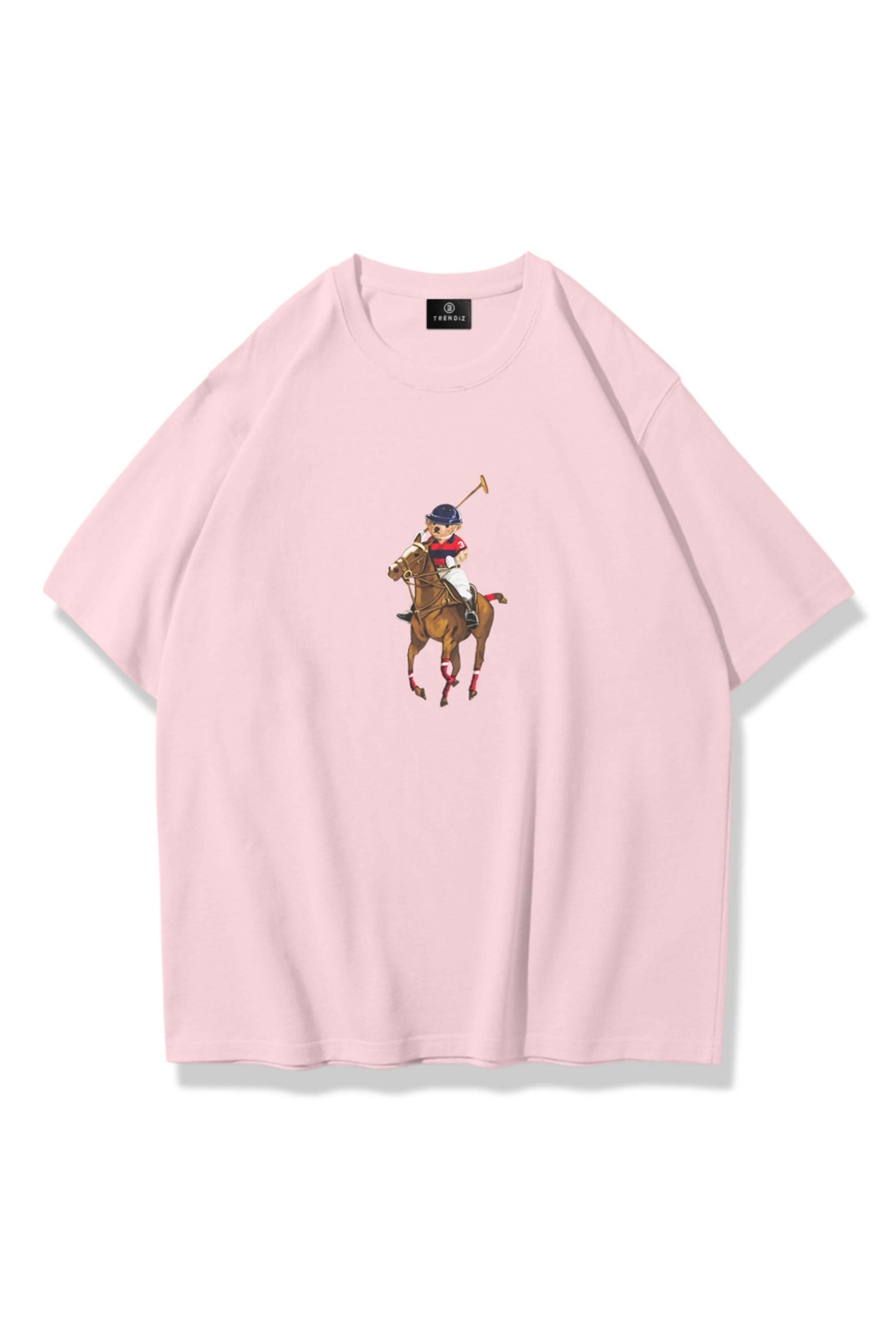 Unisex Teddy Horse Tshirt Pembe 
