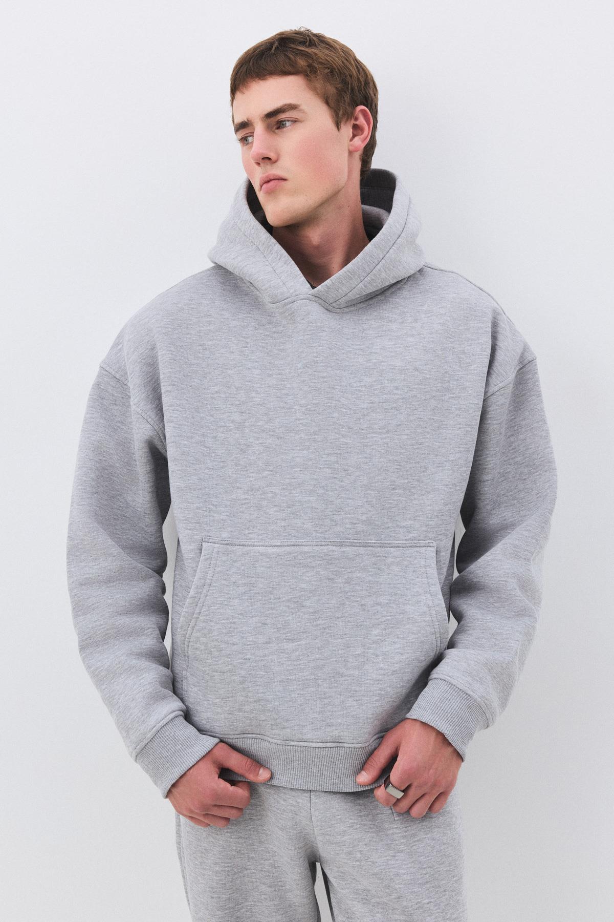 Erkek Premium Kapşonlu Cep Detaylı Eşofman Takımı Grimelanj 2033