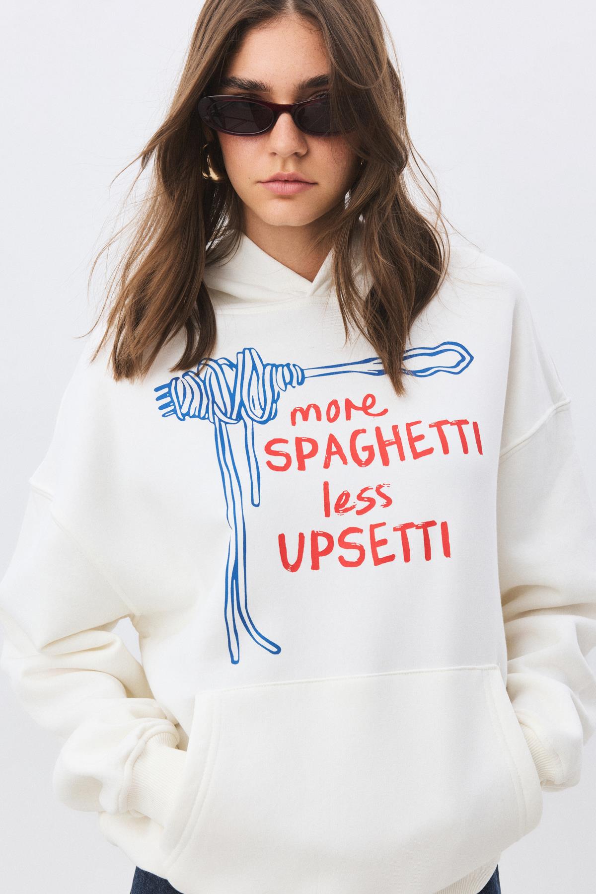 Kadın More Spaghetti Sweatshirt Beyaz