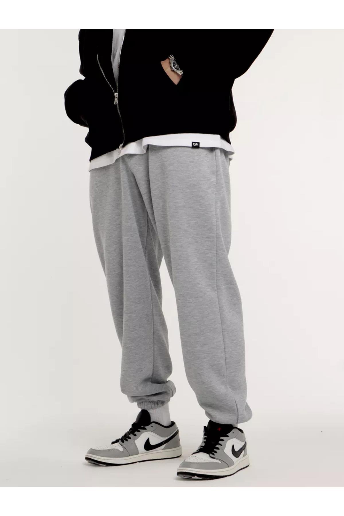 Unisex Rahat Kalıp Eşofman Altı Gri melanj 2065