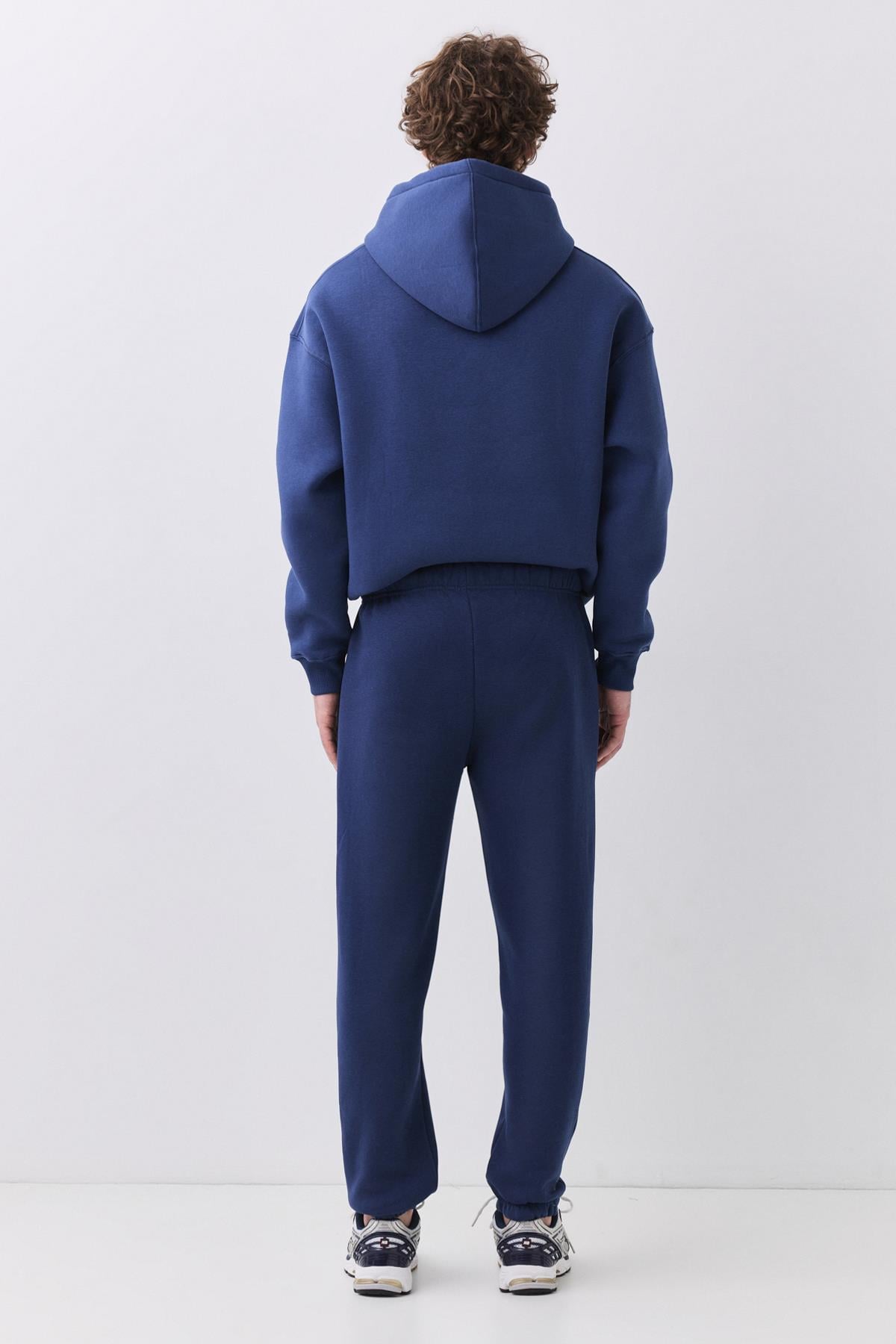 Unisex Regular Fit Rahat Kesim Lastikli Paça Eşofman Altı İndigo 2065