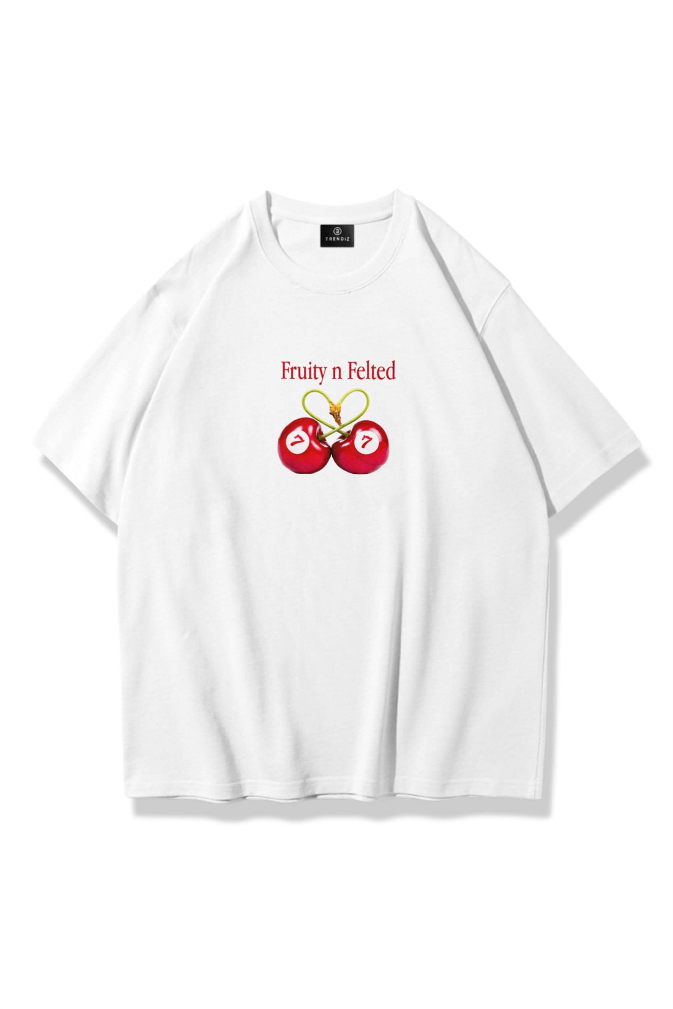 Kadın Fruity n Felted Tshirt Beyaz