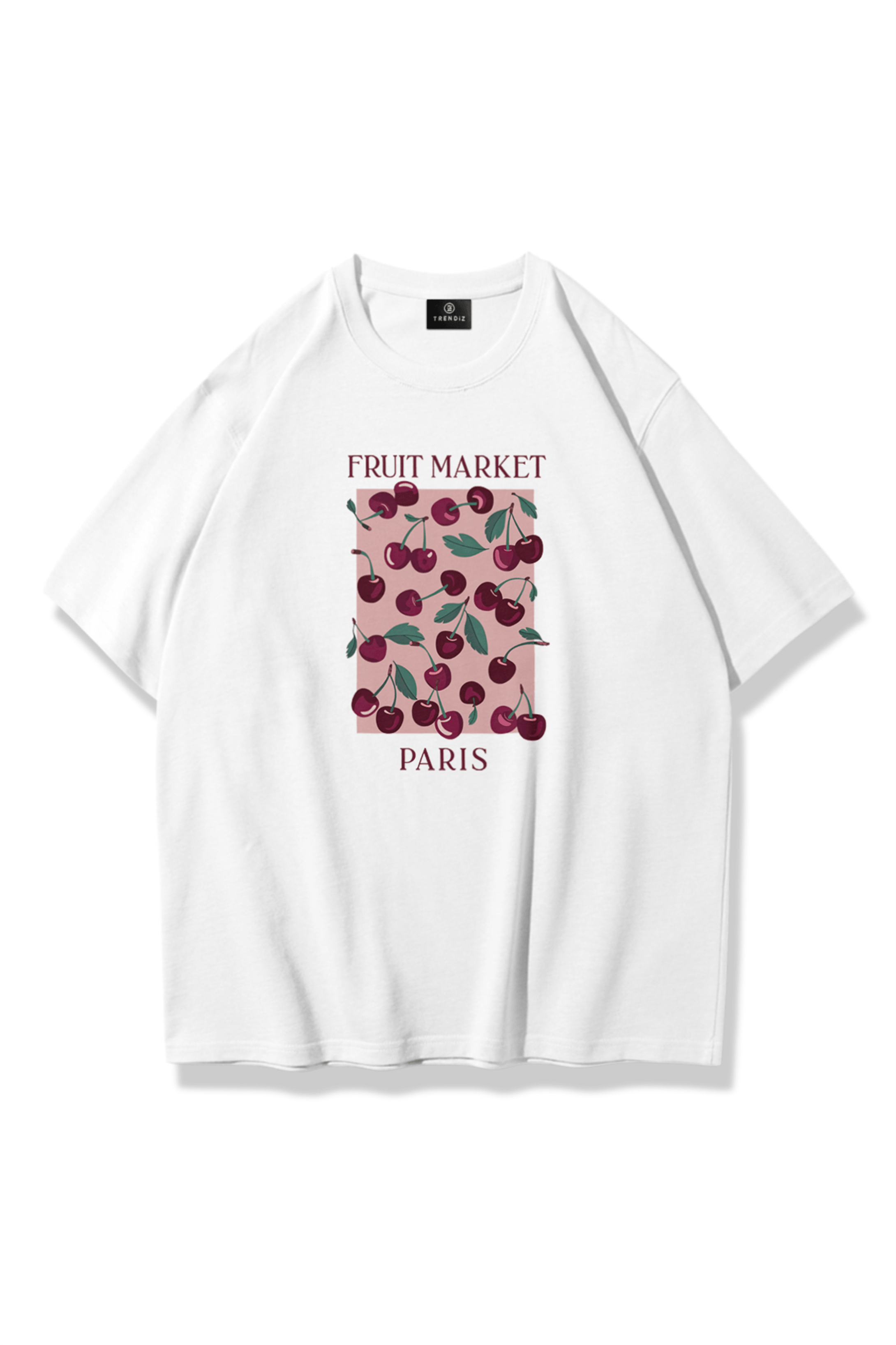 Unisex Paris Fruit Market Tshirt Beyaz