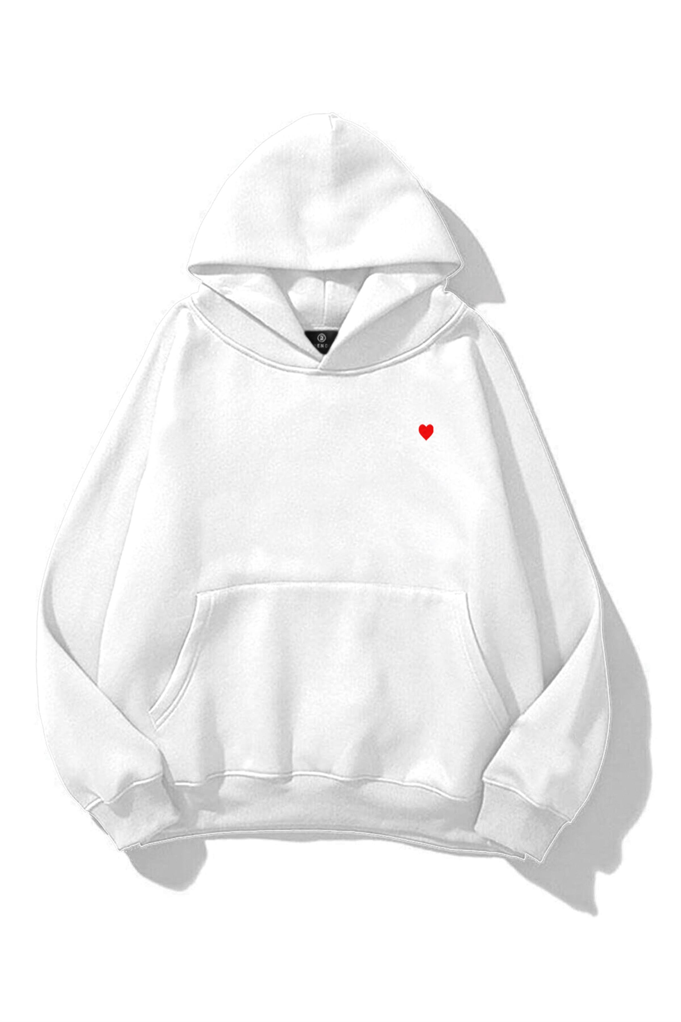 Kadın Minik Kalp Sweatshirt Beyaz