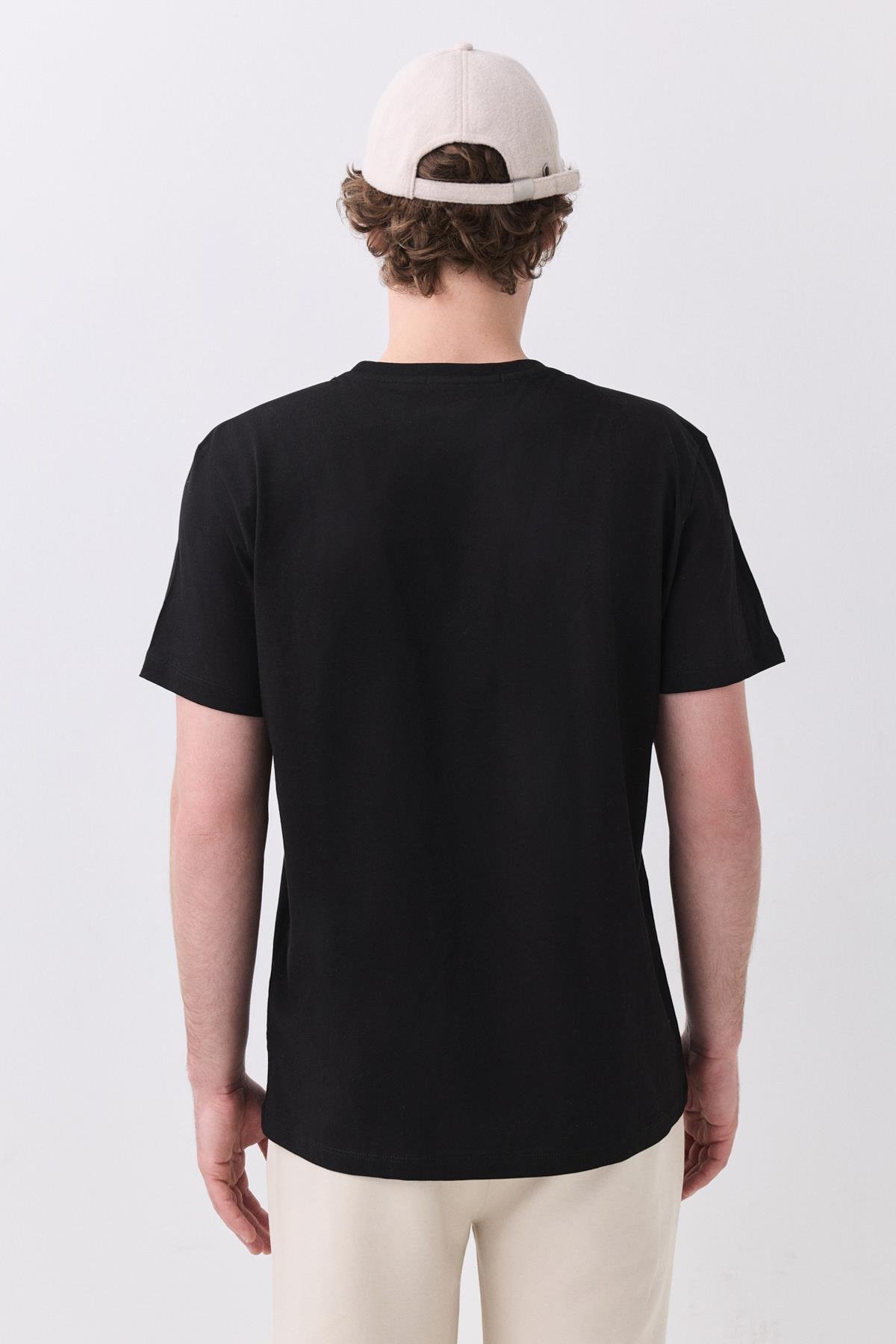 Erkek %100 Pamuk Basic Tshirt Siyah 2091