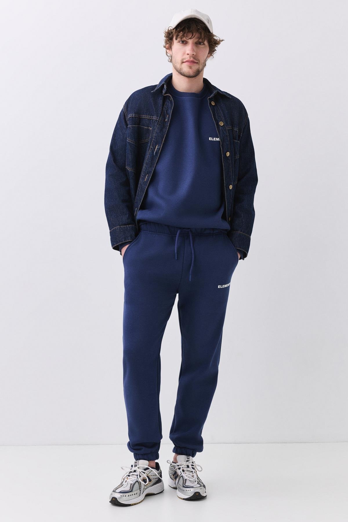 Erkek Elements Pamuklu Içi Polarlı  Relaxed Eşofman Takımı İndigo 2031