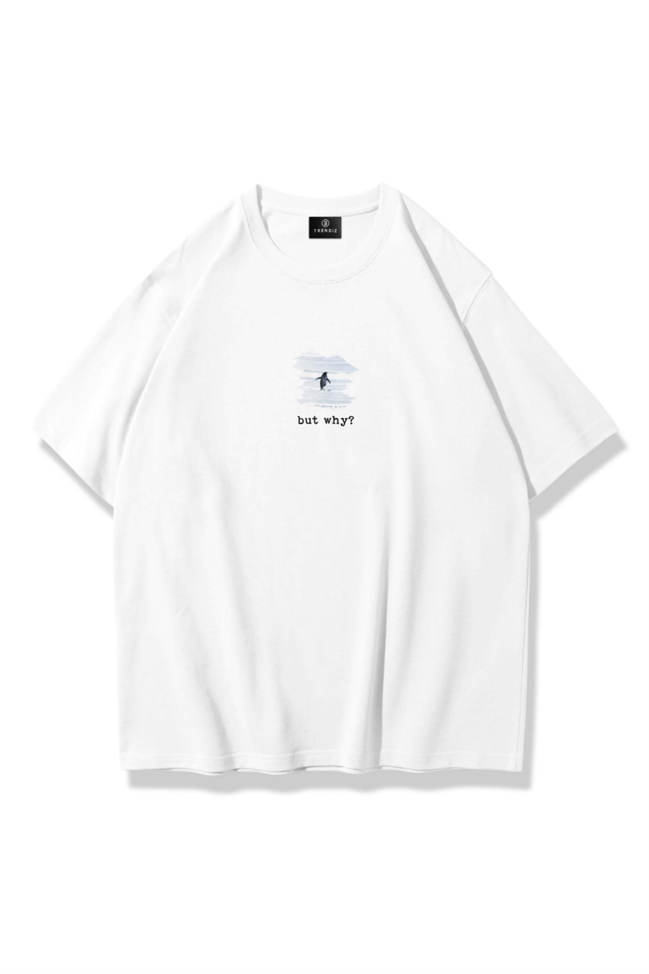 Unisex Lone Penguin Tshirt Beyaz